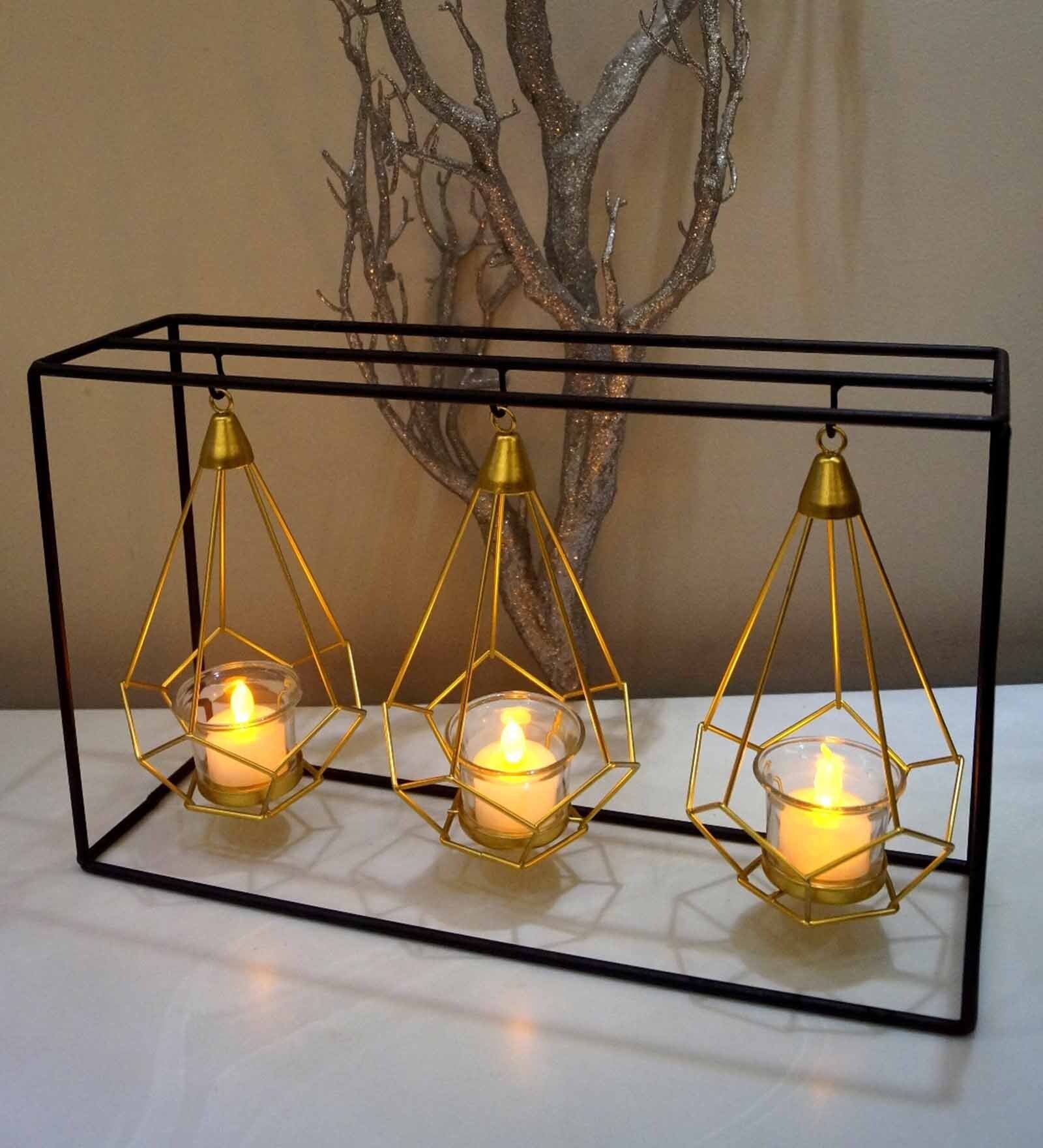 Buy Black & Gold Metal & Glass Candle Holder by Tu Casa at 54 OFF by