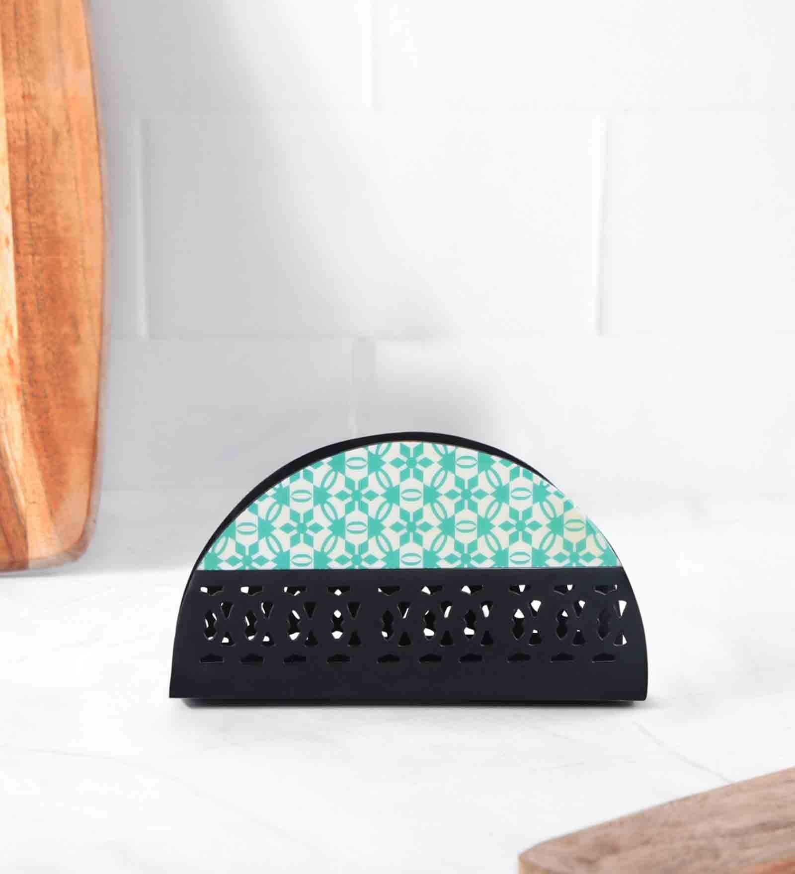 Black & Green Steel Tissue Holder