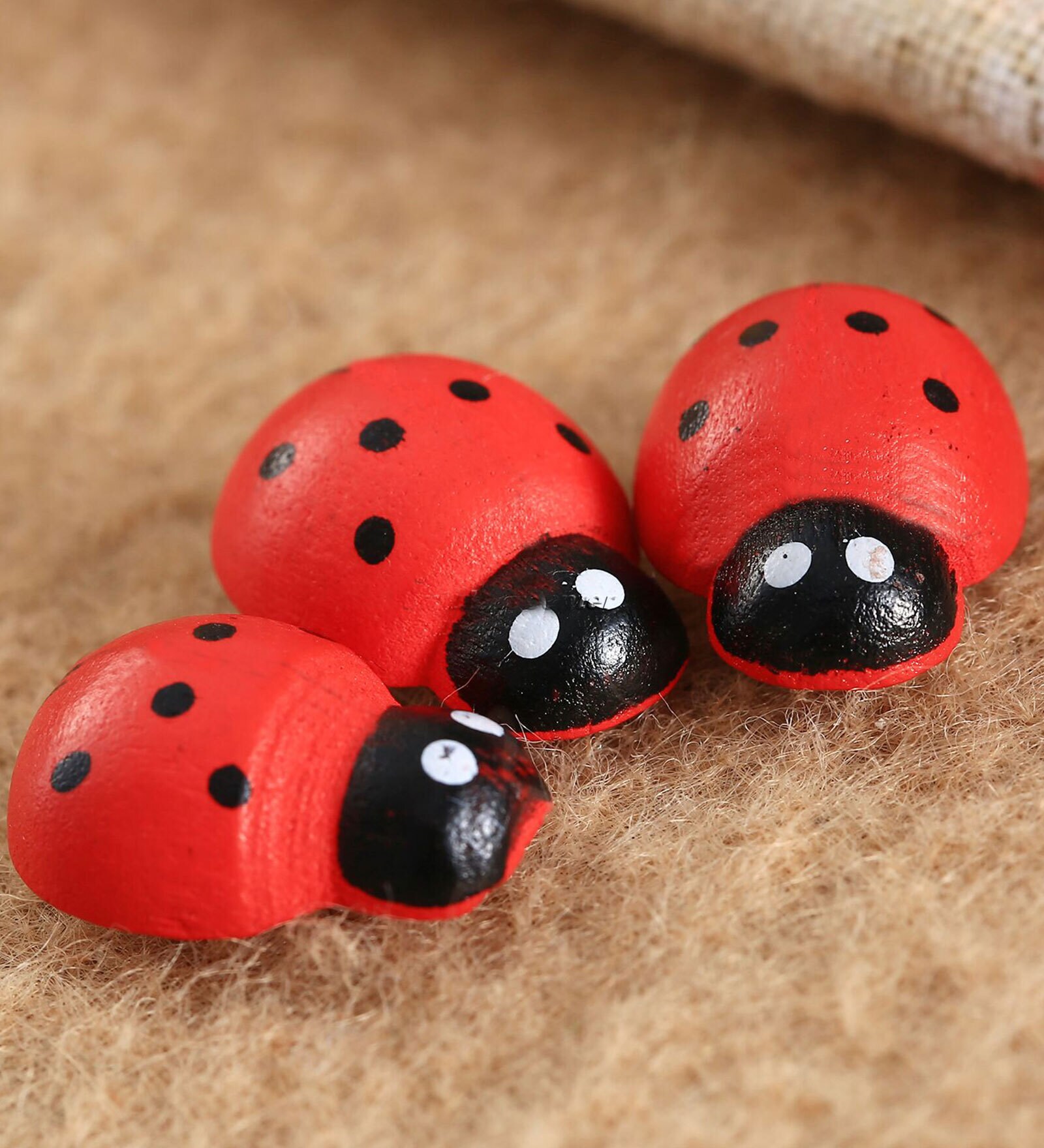 Black & Red Plastic Shiny Beetle Set Of 14 Garden Figurine