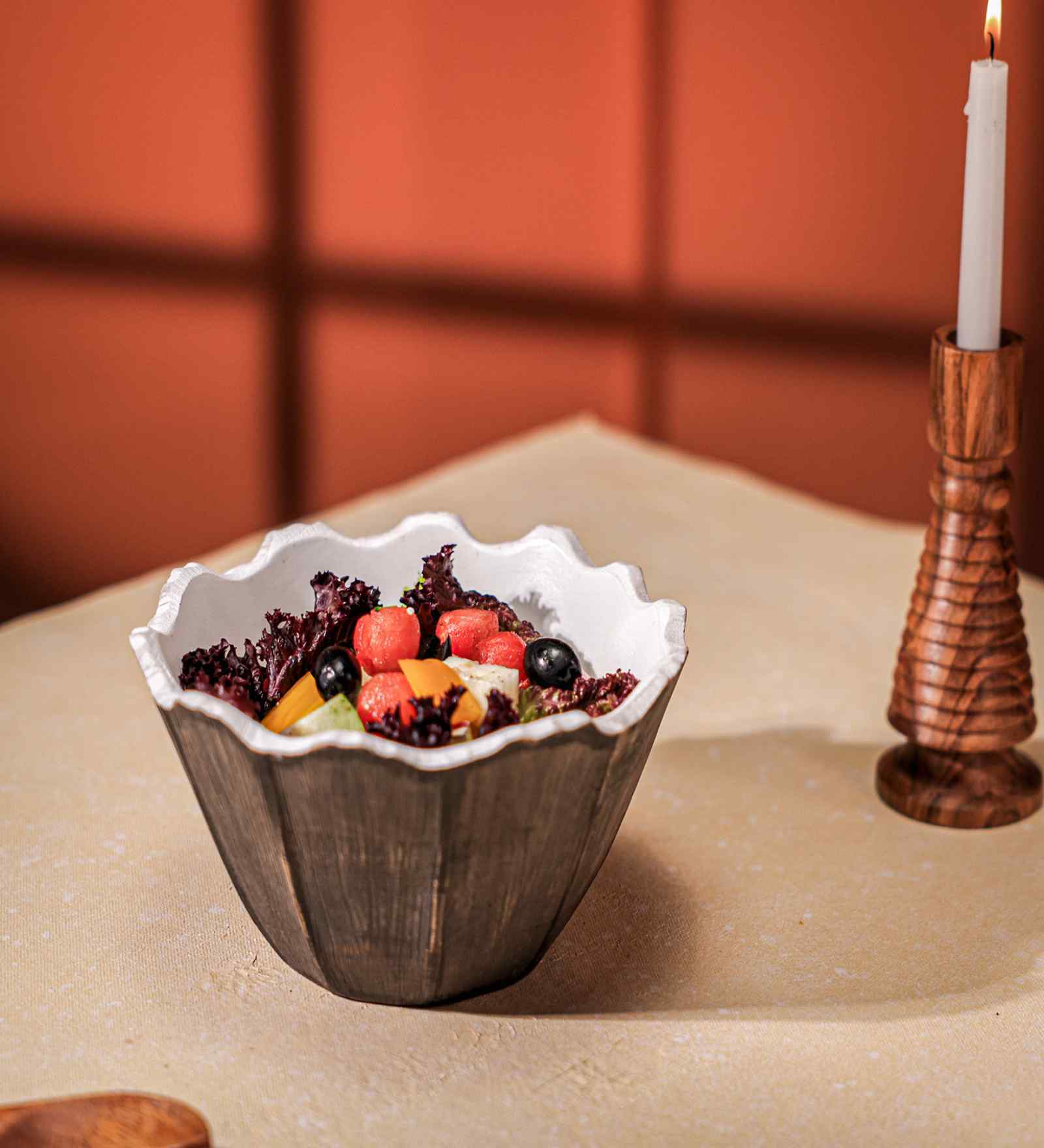 Black & White Mango Wood  Serving Bowls