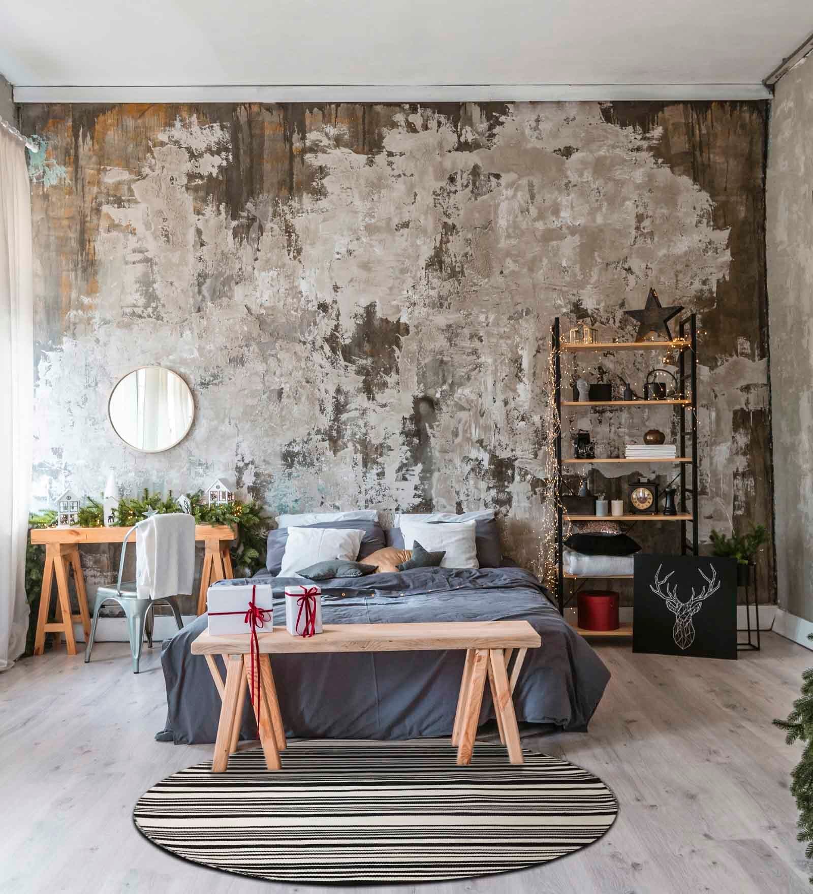 Black  Geometrical Wool 5 ft x 5 ft Flatweave Carpet