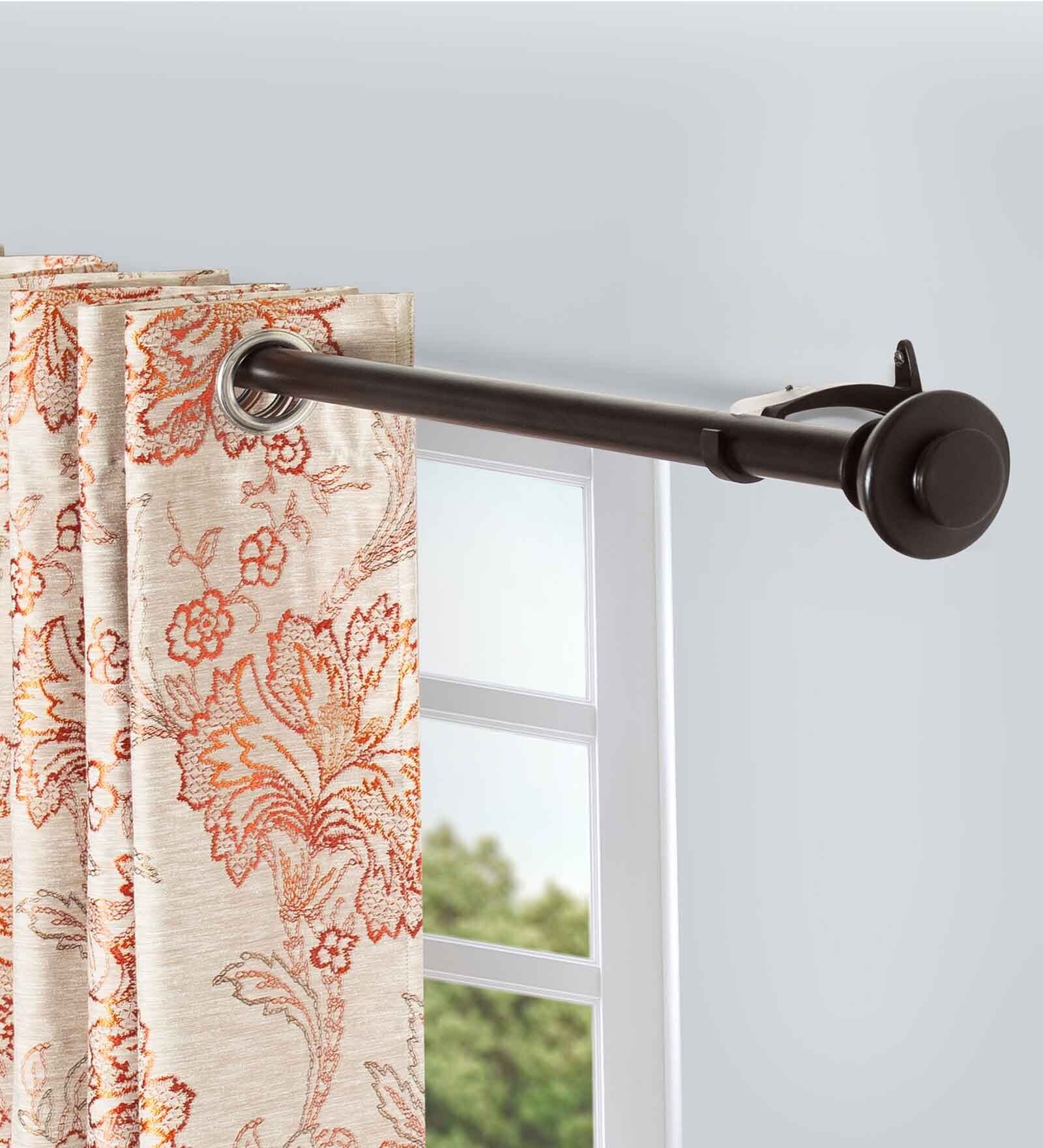 Black Iron Solid (120 Inches) Curtain Rod with Accessories (Pack of 2)