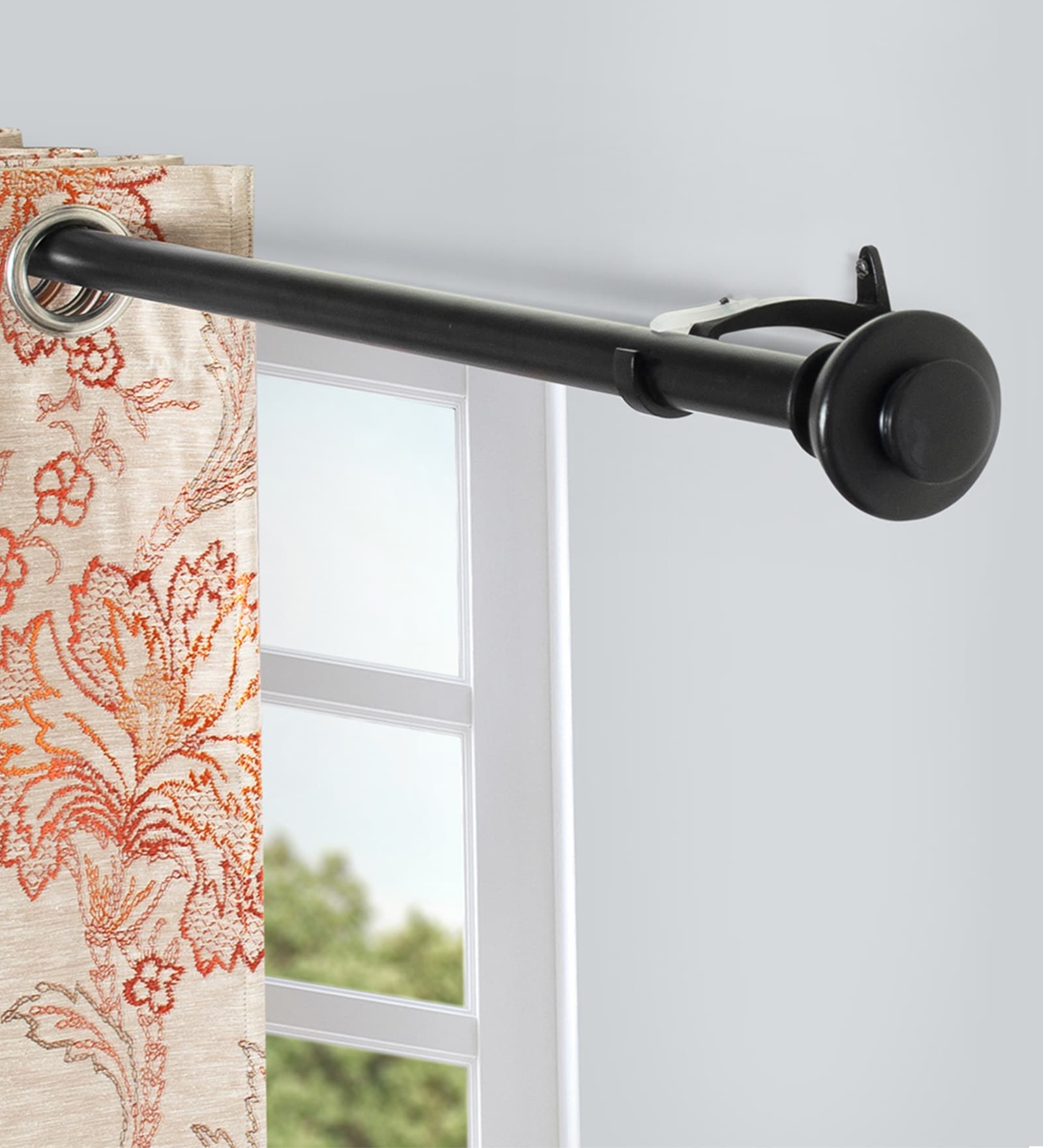 Solid Curtain Rods Buy Black Iron Solid (120 Inches) Curtain Rod with Accessories (Pack of ...