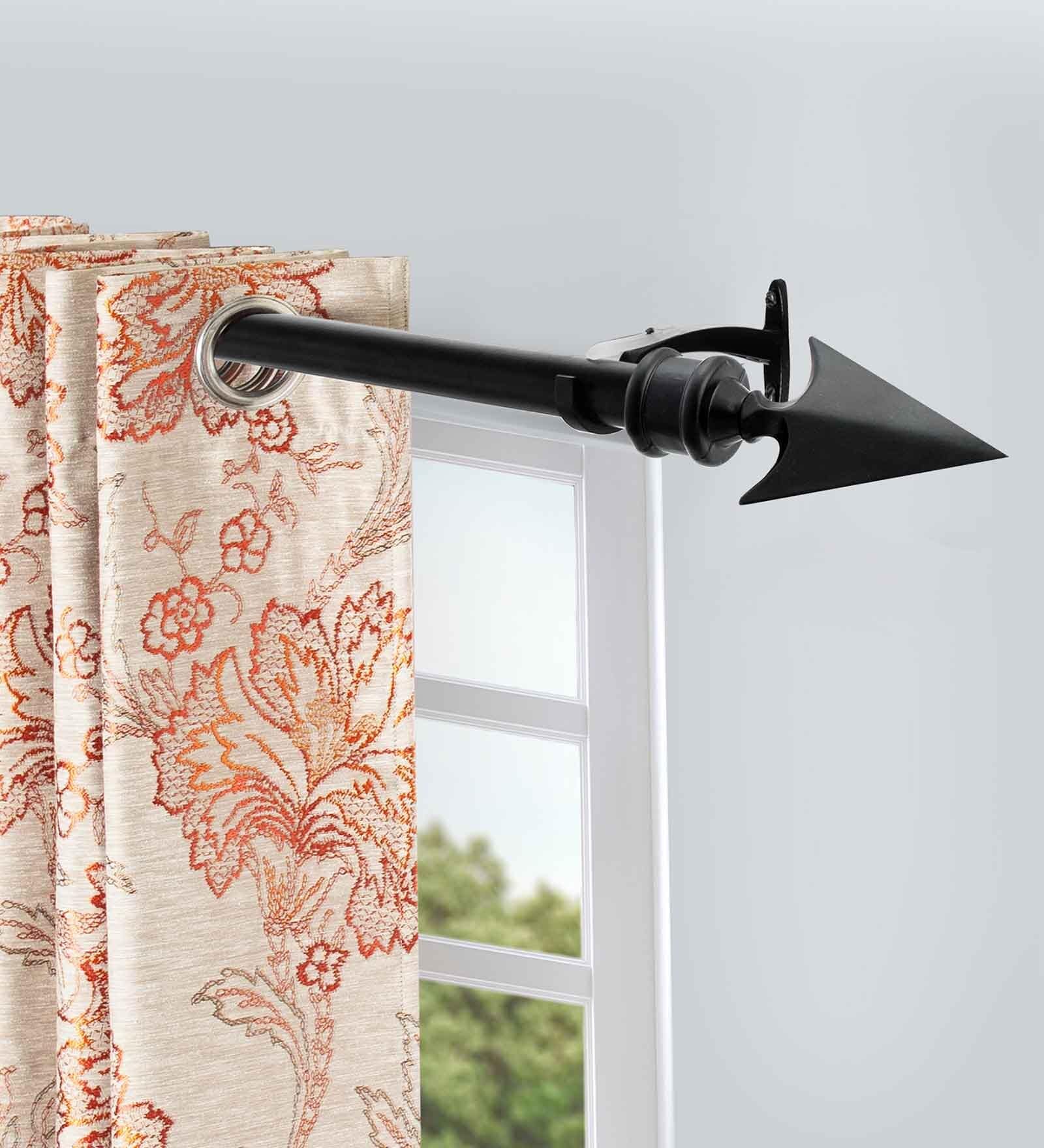 Black Iron Solid (66 Inches) Curtain Rod with Accessories (Pack of 2)