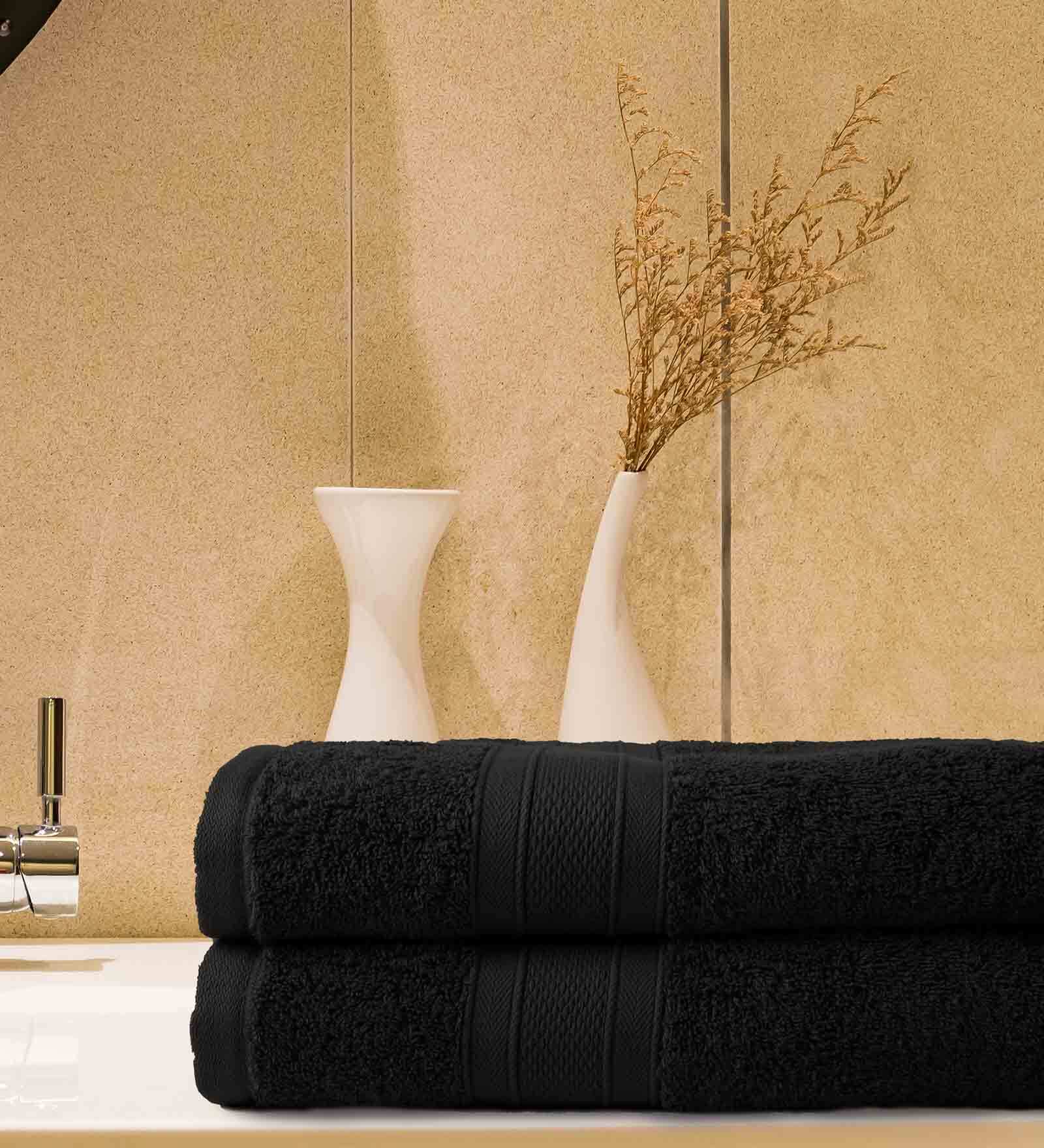Black 500 GSM 100% Cotton Bath Towel (Set of 2)
