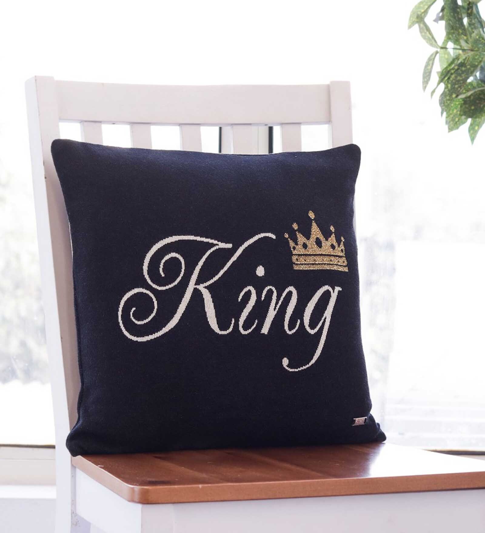 Black Quoted Cotton 16 x 16 Inches Cushion Cover