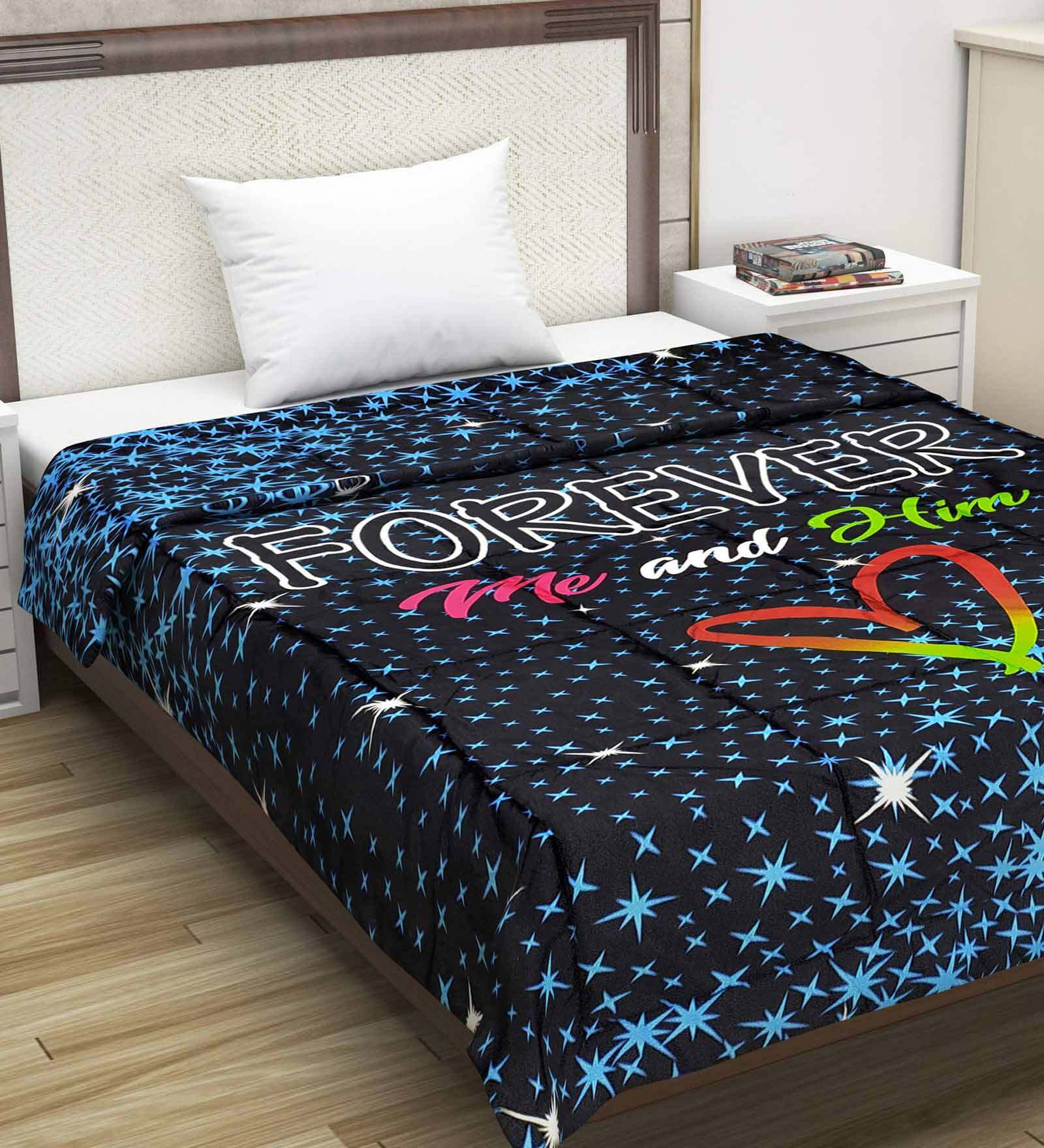 Buy Black 100 Cotton Solid 120 GSM Single Comforter by Divine Casa at