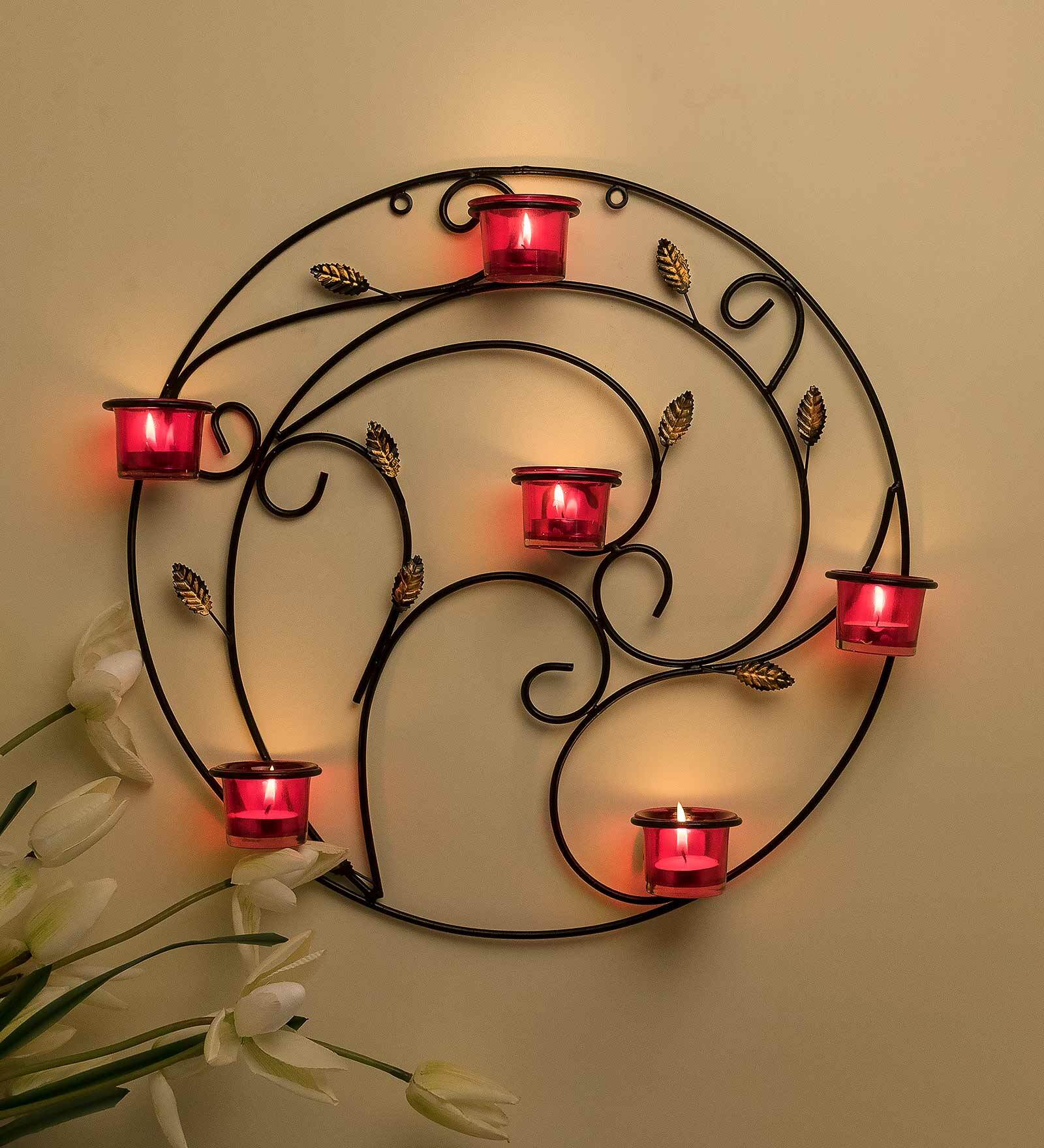 Black Metal Alice Wall Tea Light Holder