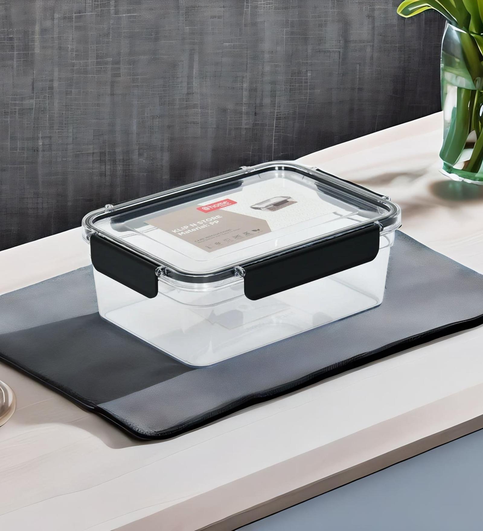 Black & Transparent 1800 Ml Plastic Storage Container