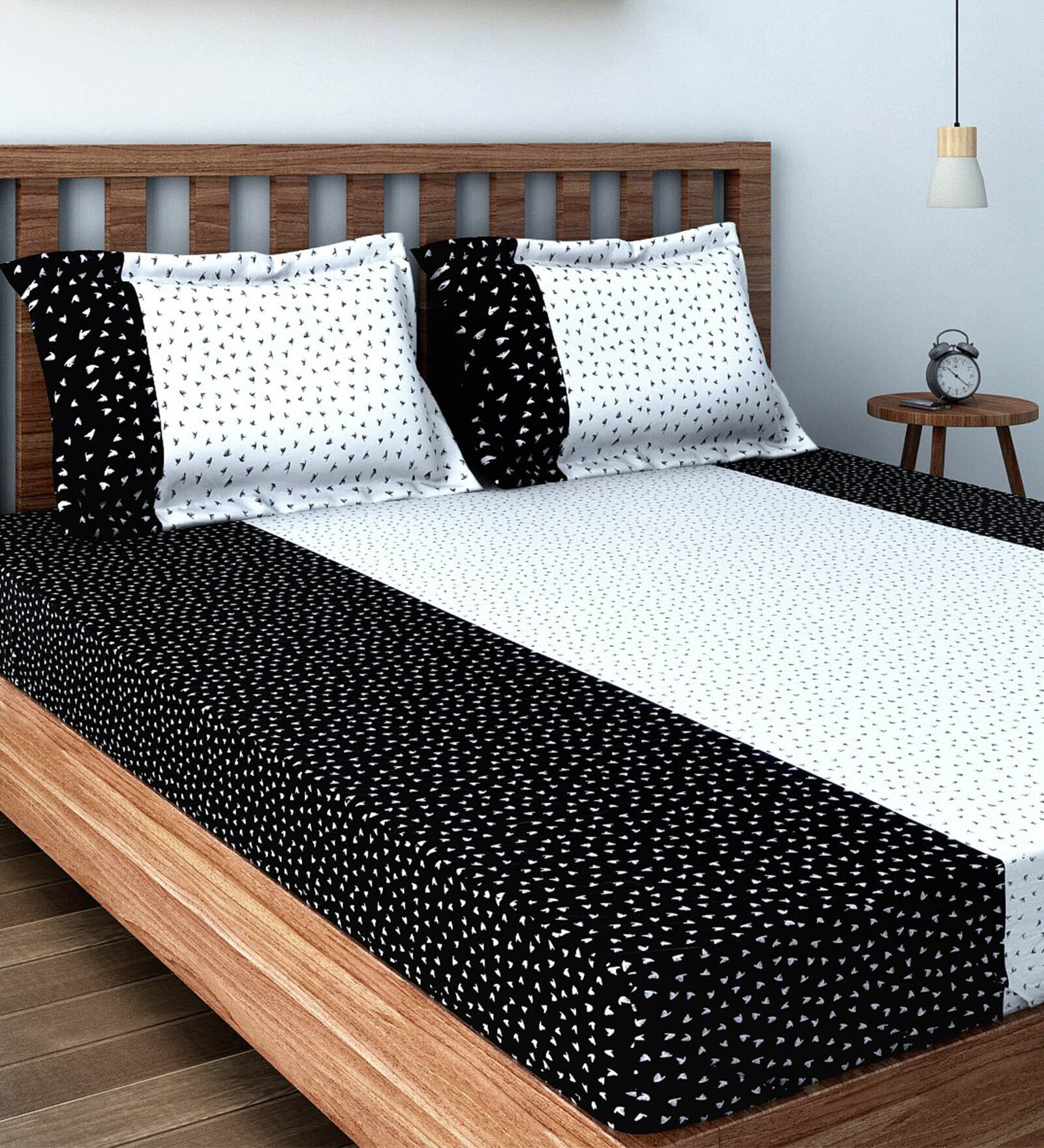 Buy Black 200 TC Floral Print Cotton Single Bed Sheet with 1 Pillow Cover by Swayam at 23 OFF