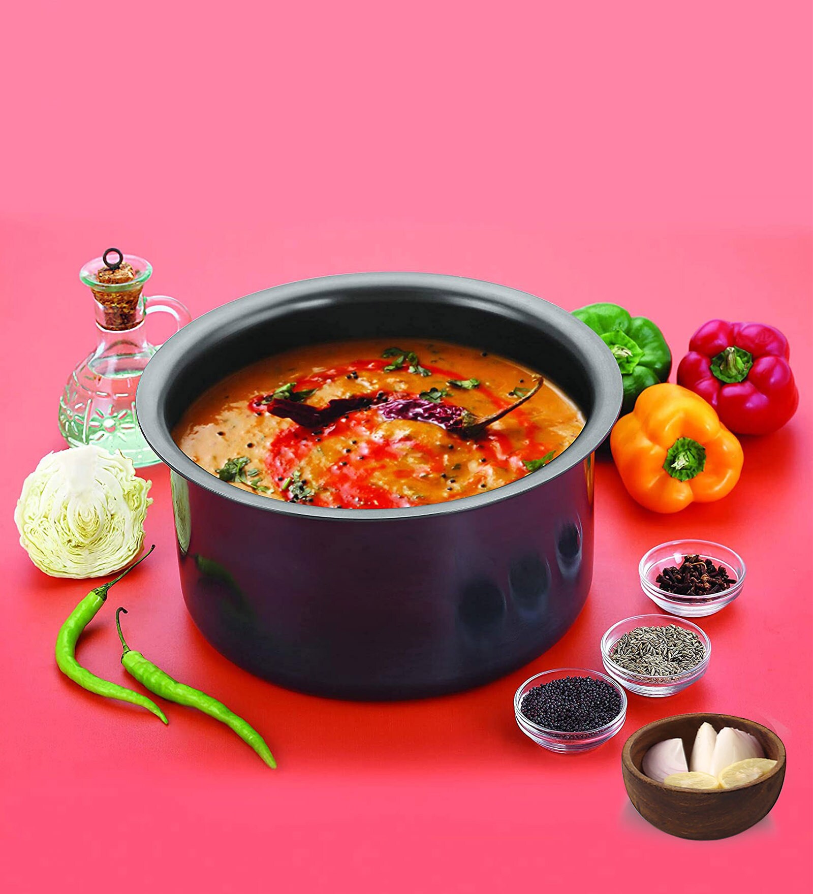 Black 3 Ltr Hard Anodised Gas Stove Compatible Tope Patila