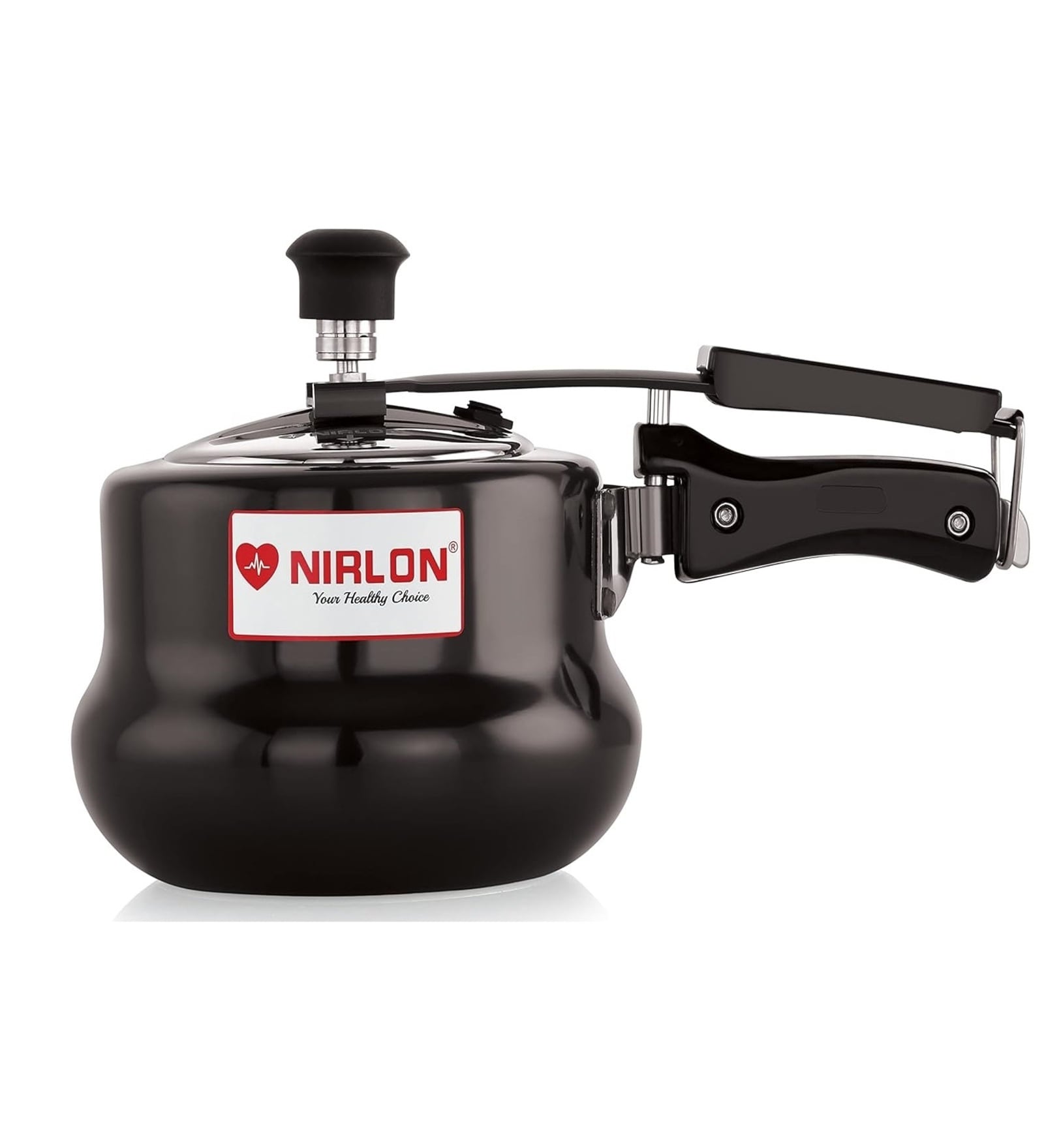 Black 3 Ltrs Induction & Gas Compatible Hard Anodised Handi Shape Inner Lid Aluminium Pressure Cooker