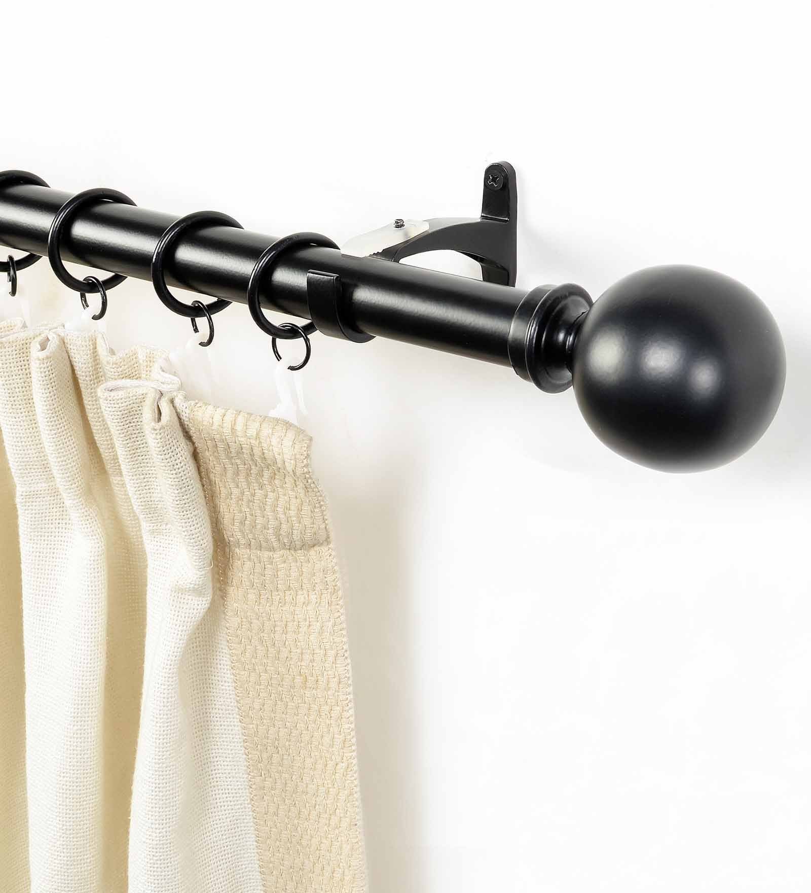 Black Iron Set Of 2 Curtain Rods (36-66 Inch) With Bracket