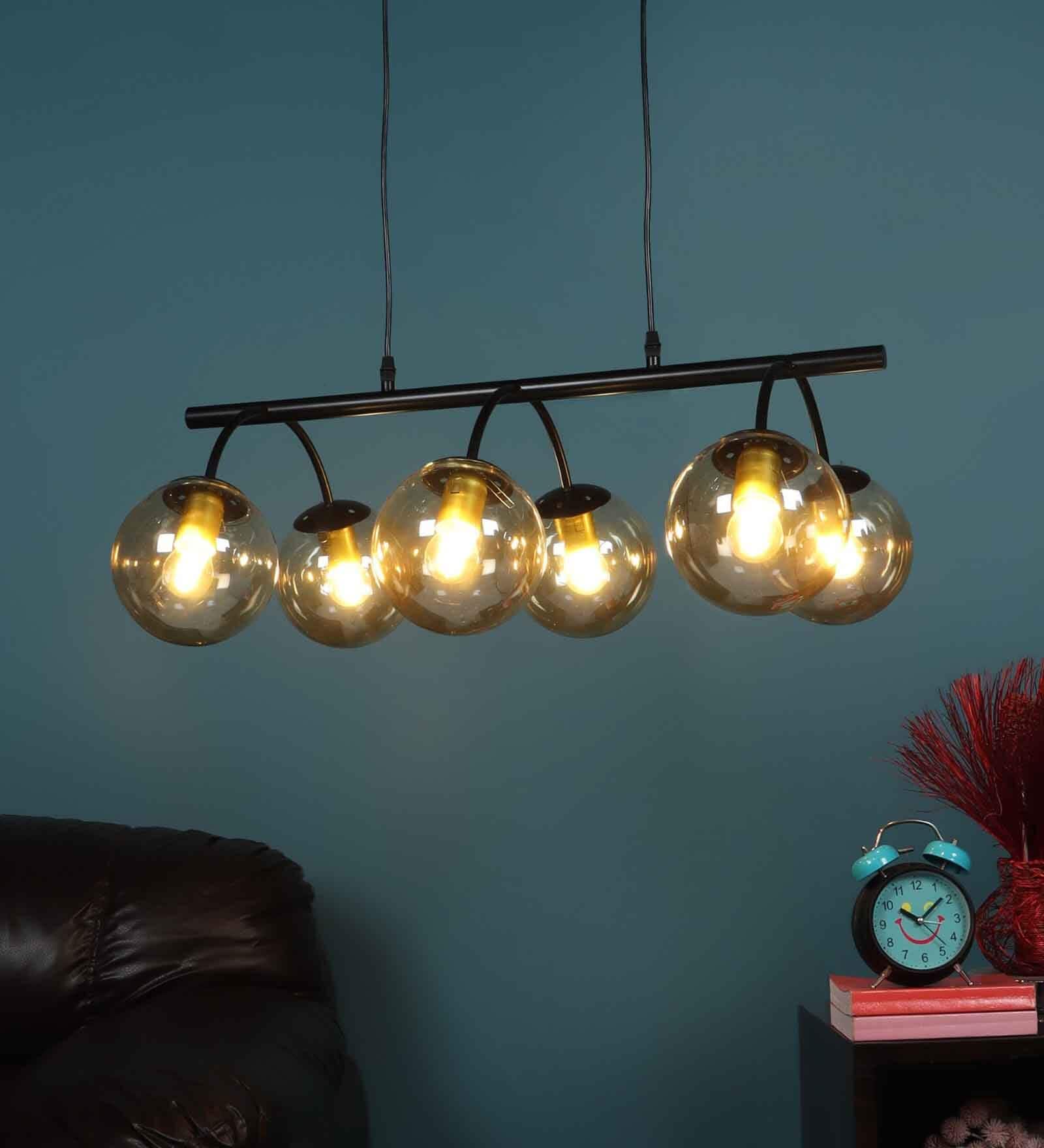 Healy Black Glass Globe Chandelier