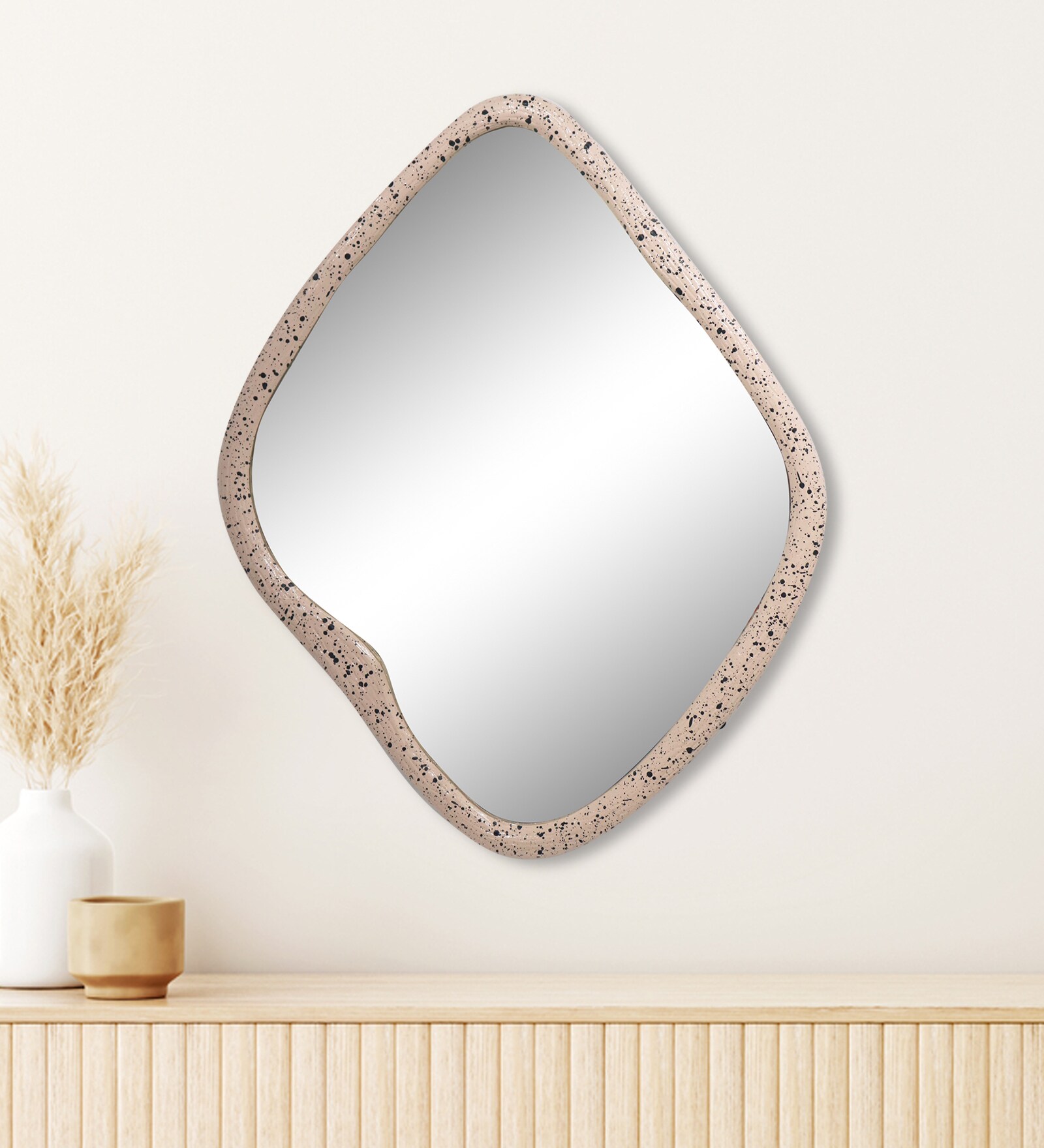 Black Abstract Metal Wall Hanging Mirror