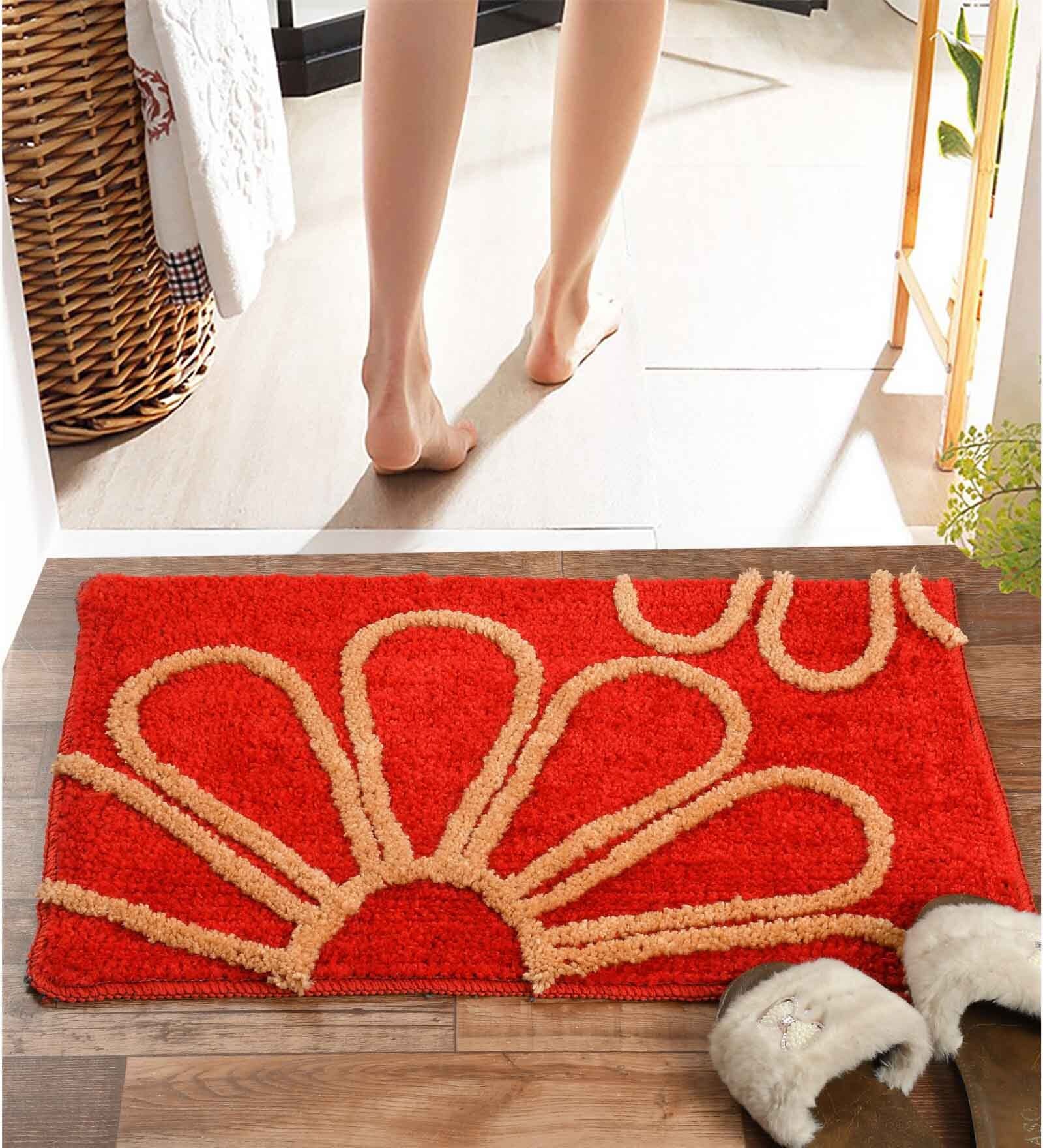 Floral Microfiber 24x16 Inches Bath Mat