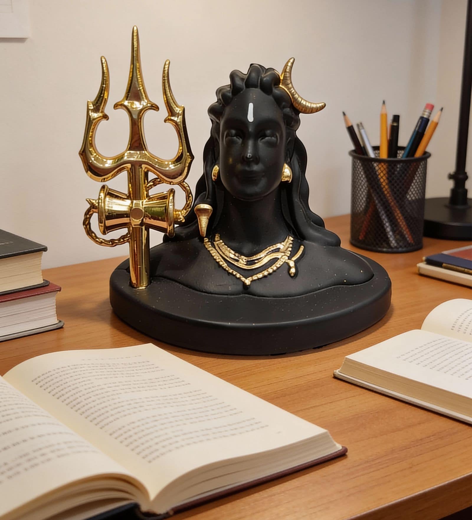 Black Adiyogi Statue with Trishul Idol for Home & Car Dashboard | Handcrafted Decorative Murti for Mandir, Office & Gift Purpose