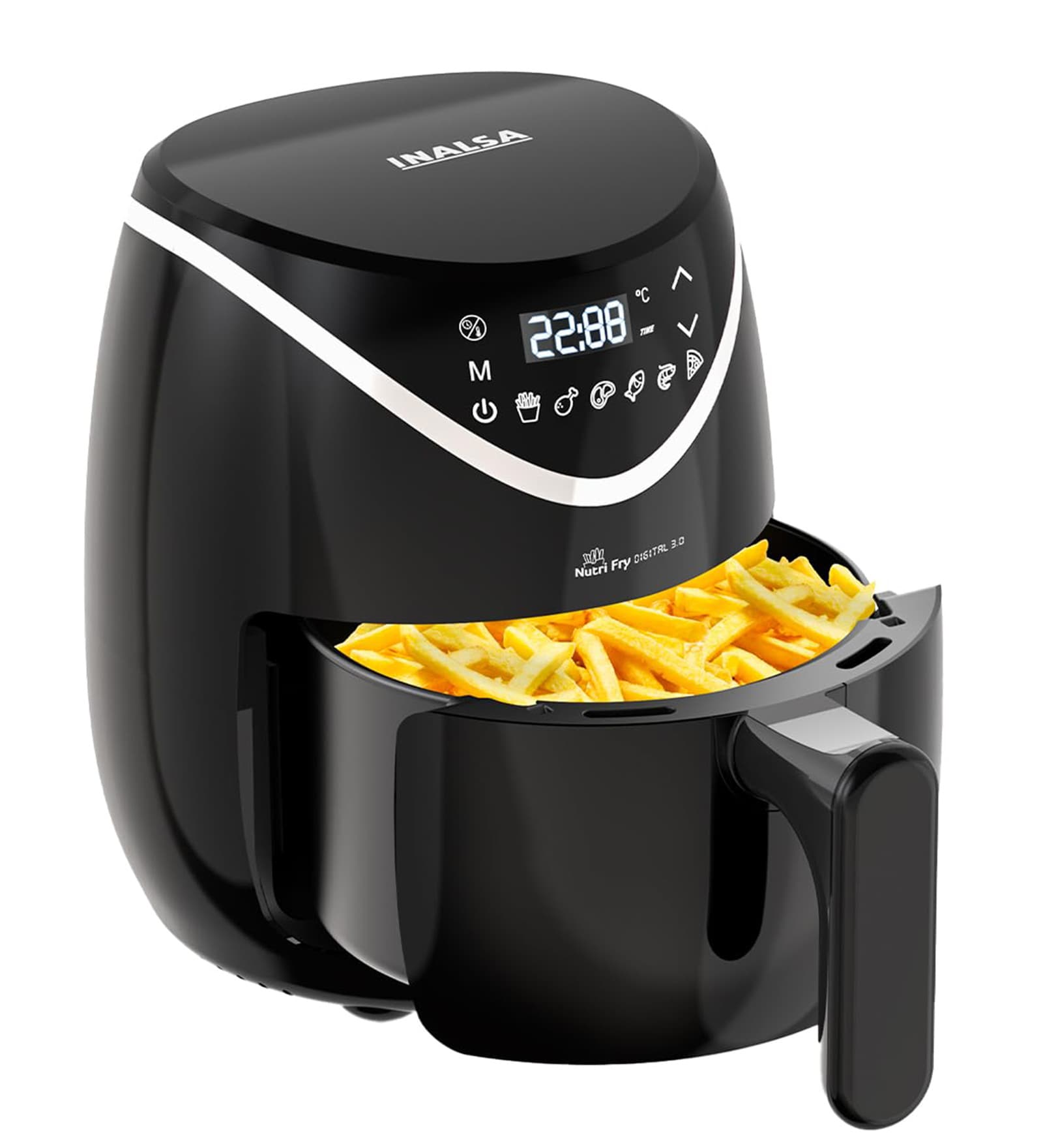 Black Air Fryer with Cooking Pan & Food Separator