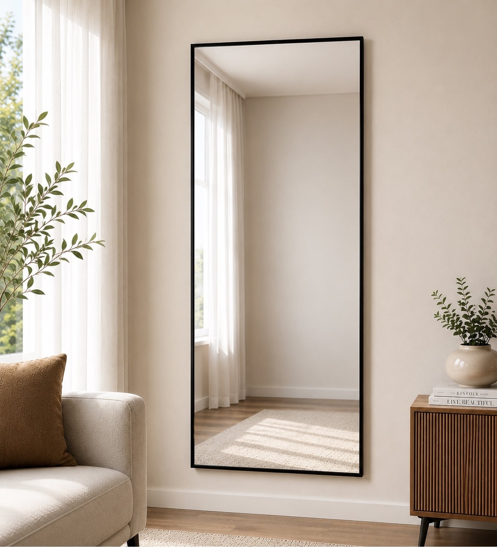 Black Aluminium Frame Full Length Mirror