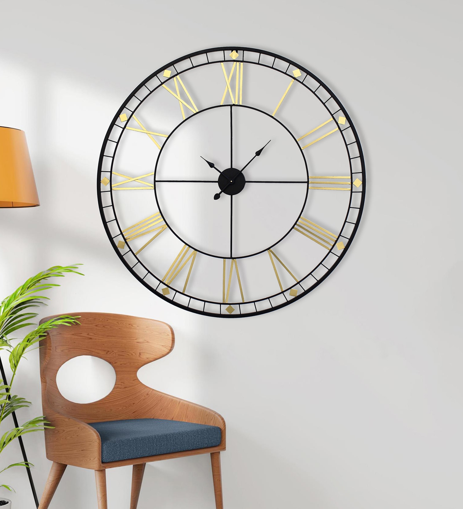 Black And Gold Metal Analog Novelty Wall Clock