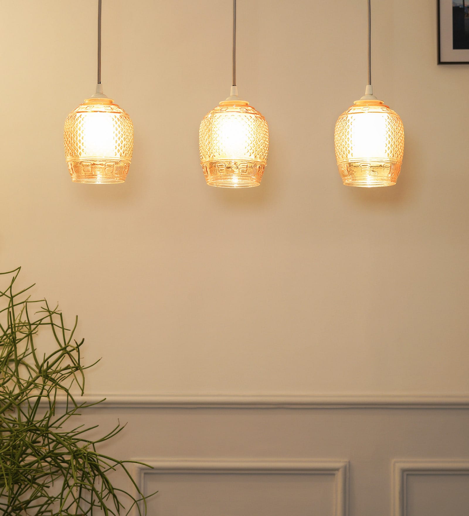 Francis Black and Gold Metal and Glass Cluster Hanging Light