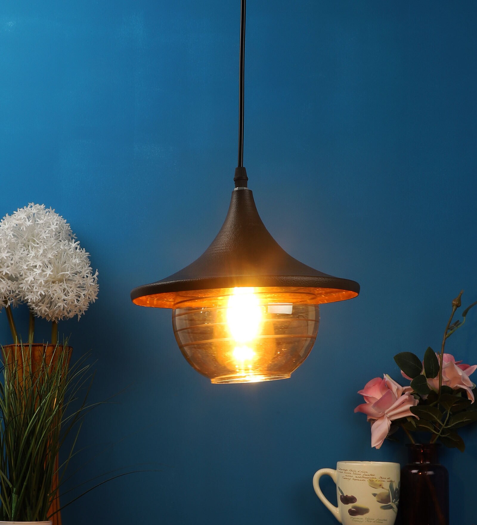 Sivaka Black and Gold Metal Hanging Light