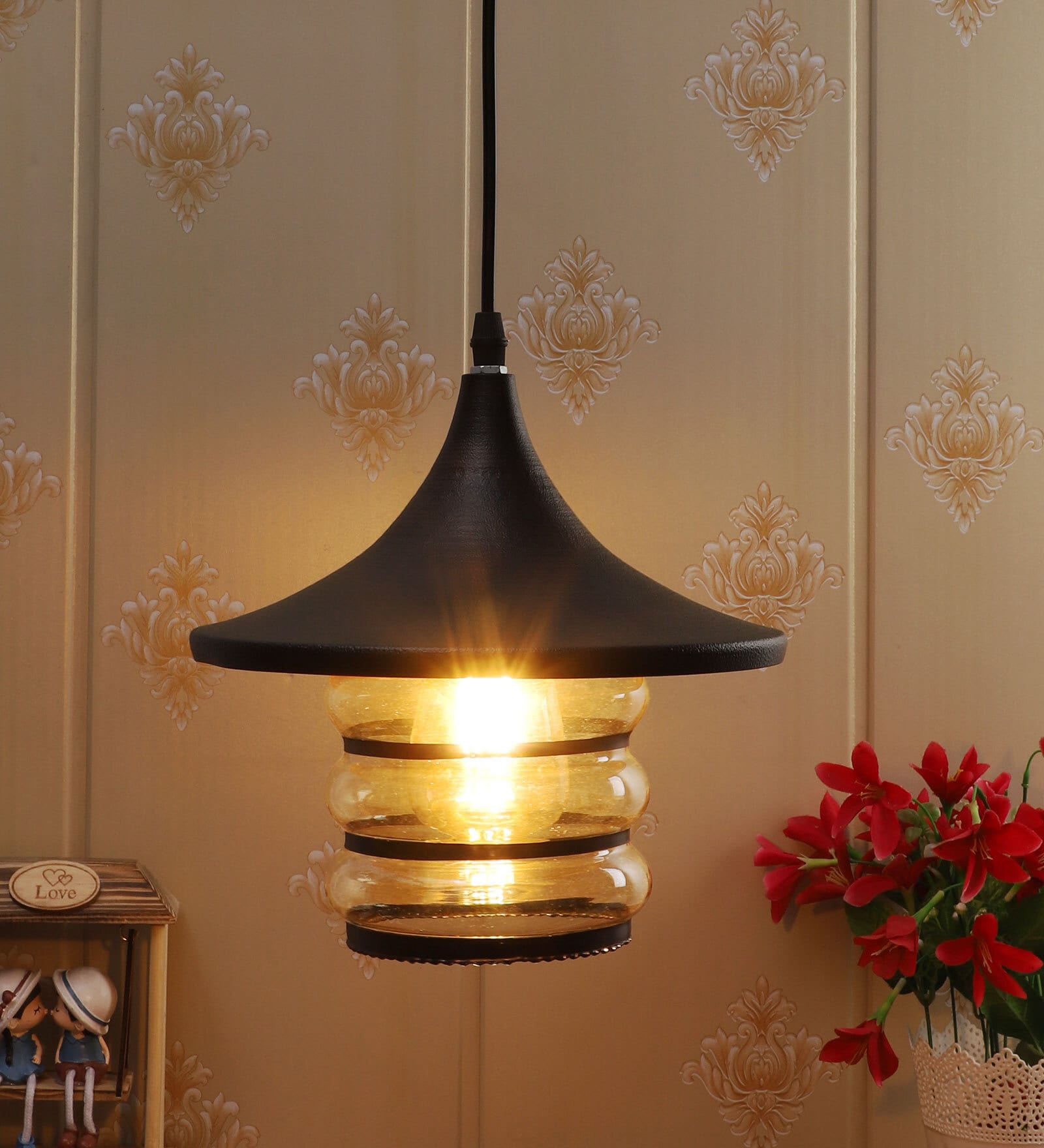 Amora Black and Gold Metal Hanging Light