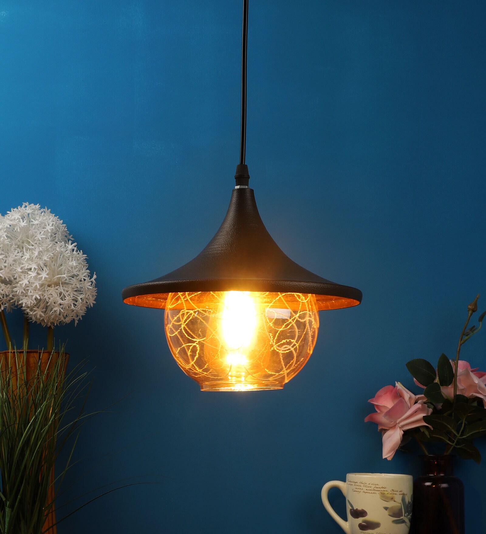 Damsel Black and Gold Metal Hanging Light