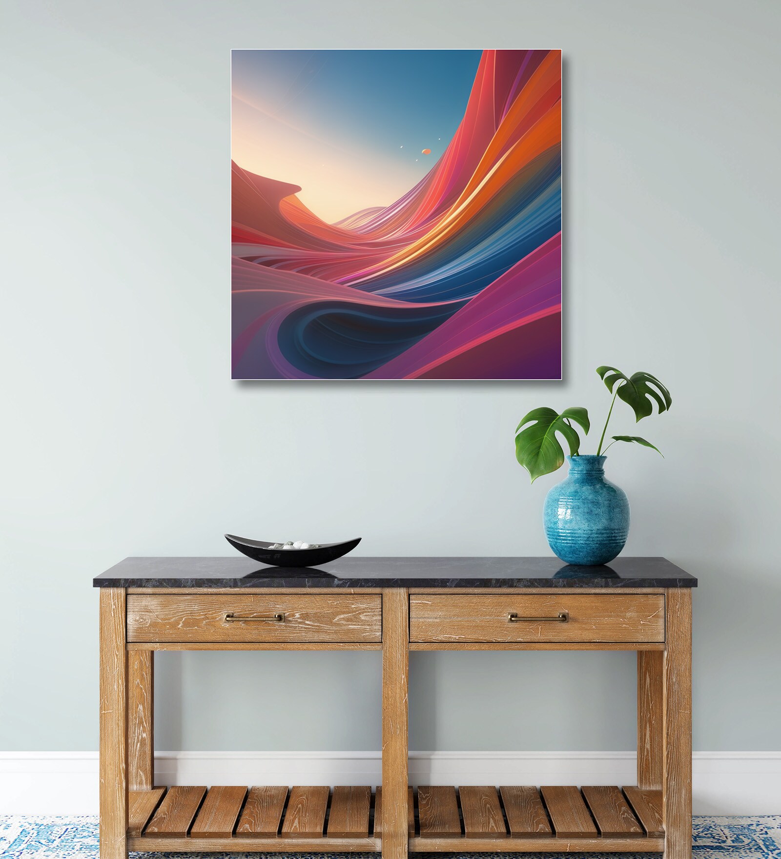 Black and White Brushstroke Canvas Printed Wall Painting White Frame