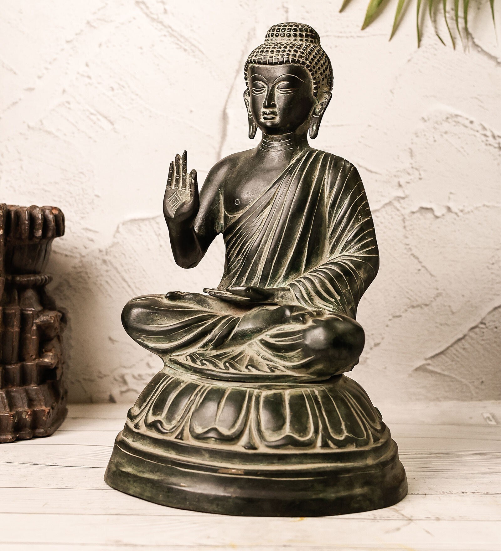 Black Antique Buddha Brass Religious Idol