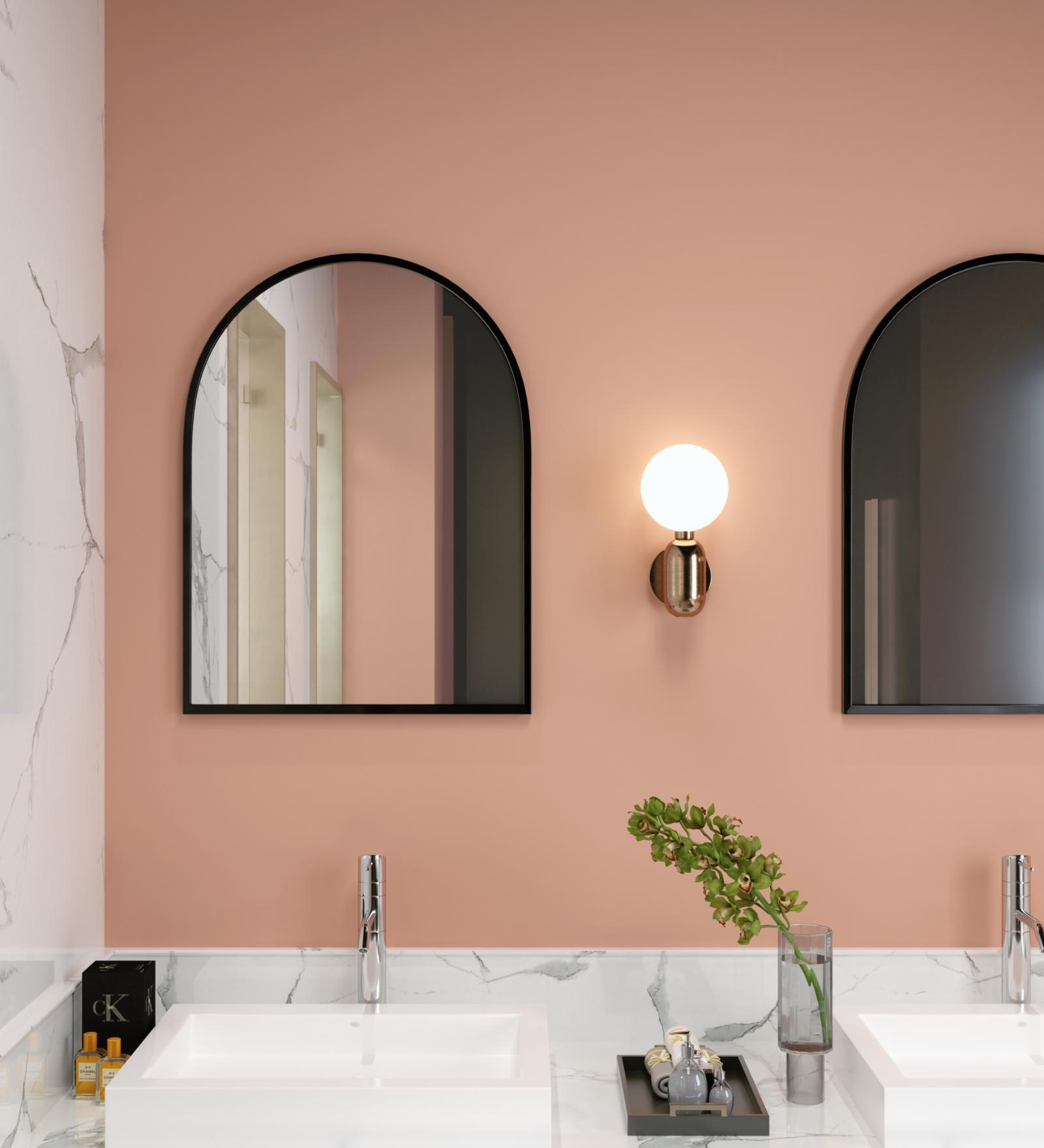 24 Inch Black Arch Mirror in Metal Frame