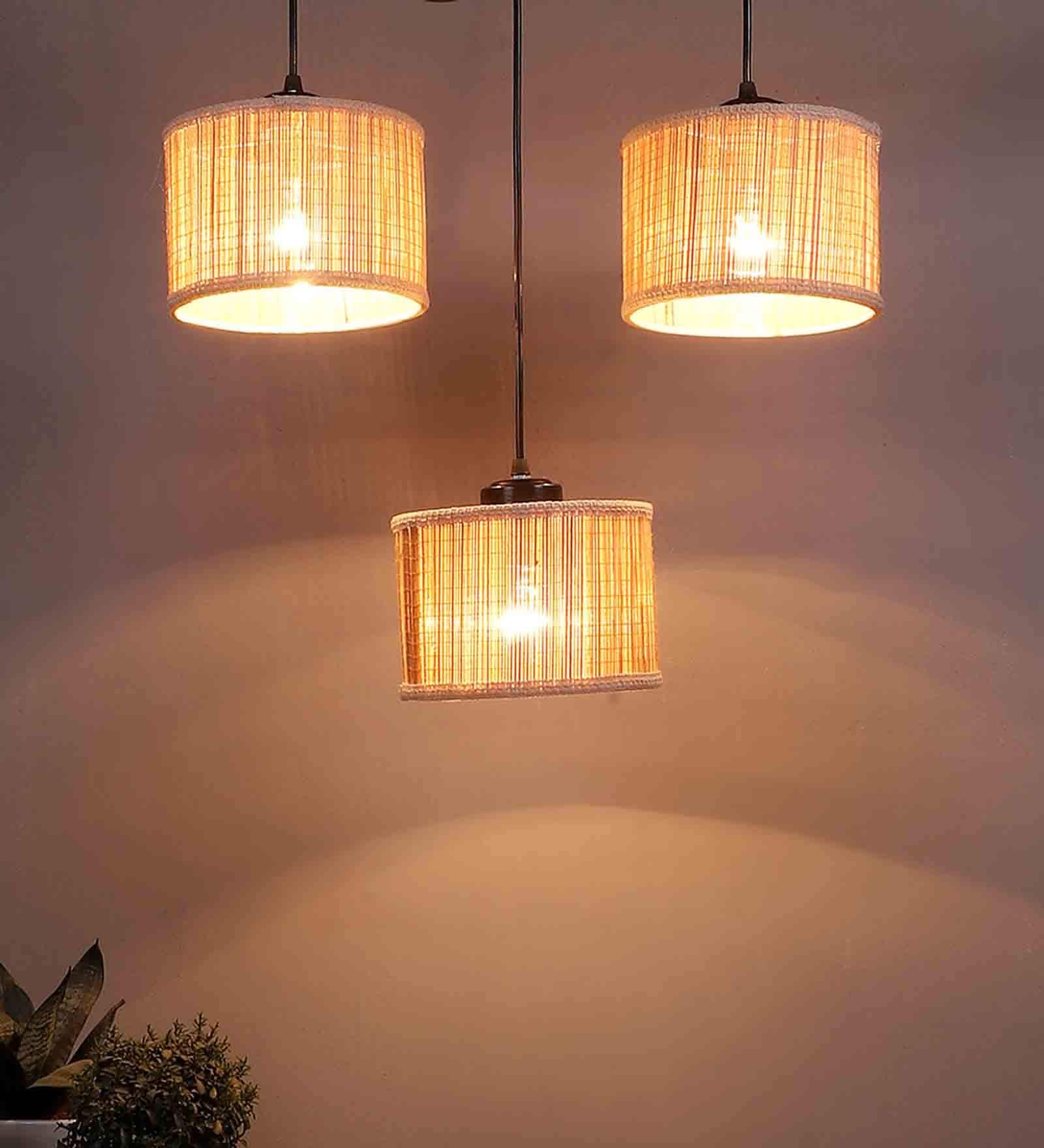 Black Bamboo Cluster Hanging Light