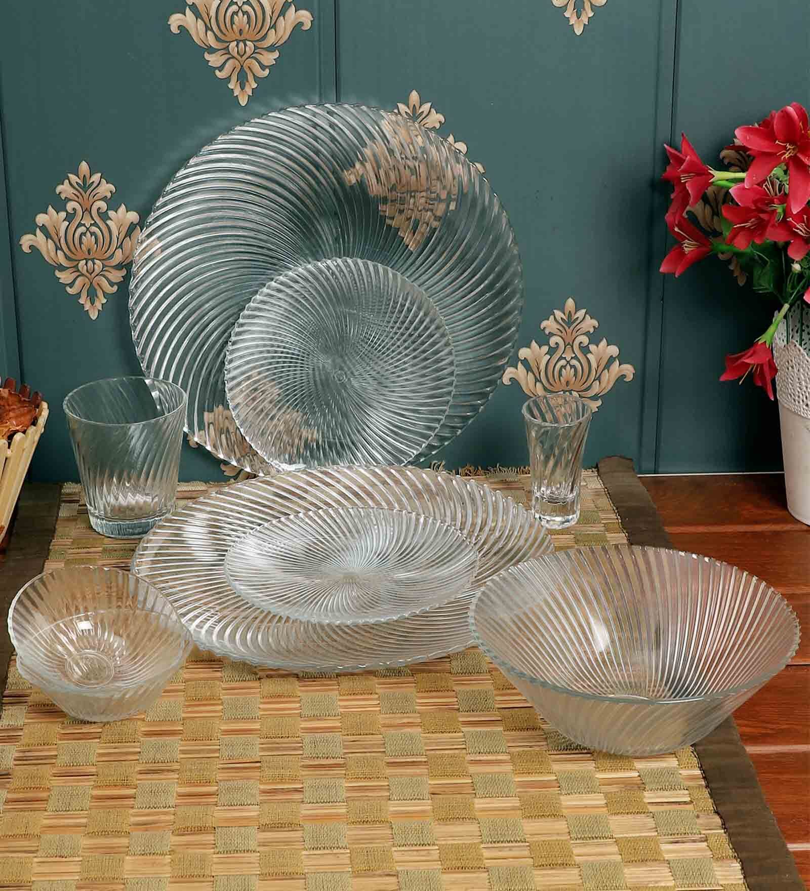 Clear (33 Pieces) Glass Dinnerware Set