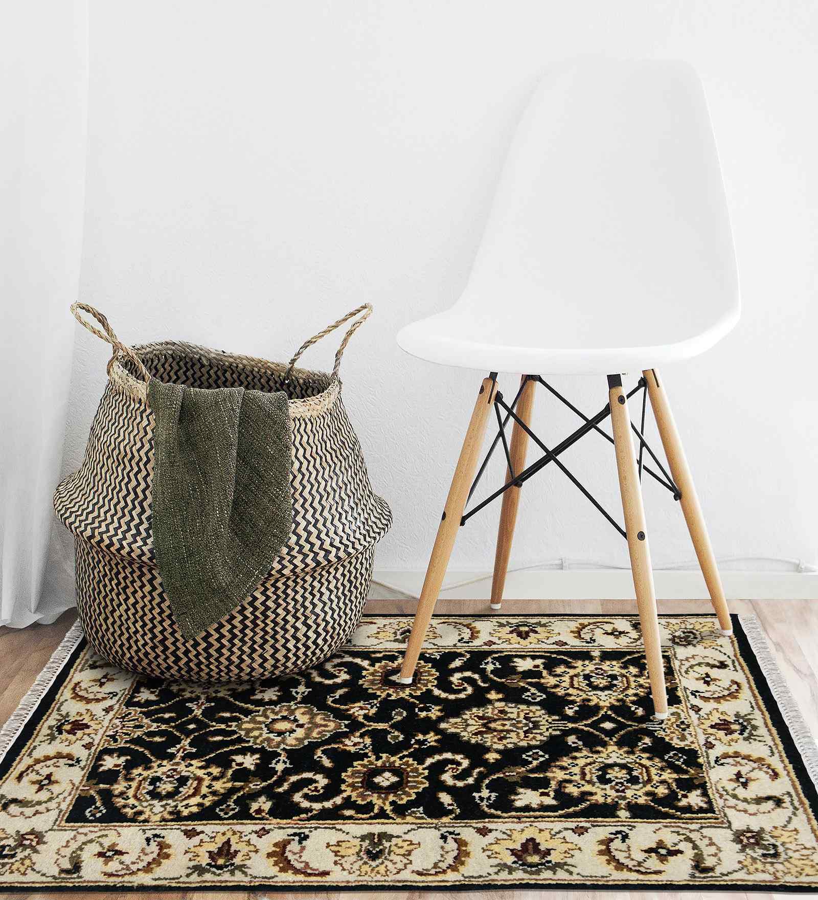 Black Persian Wool 2x3 Feet Handmade  Dhurrie