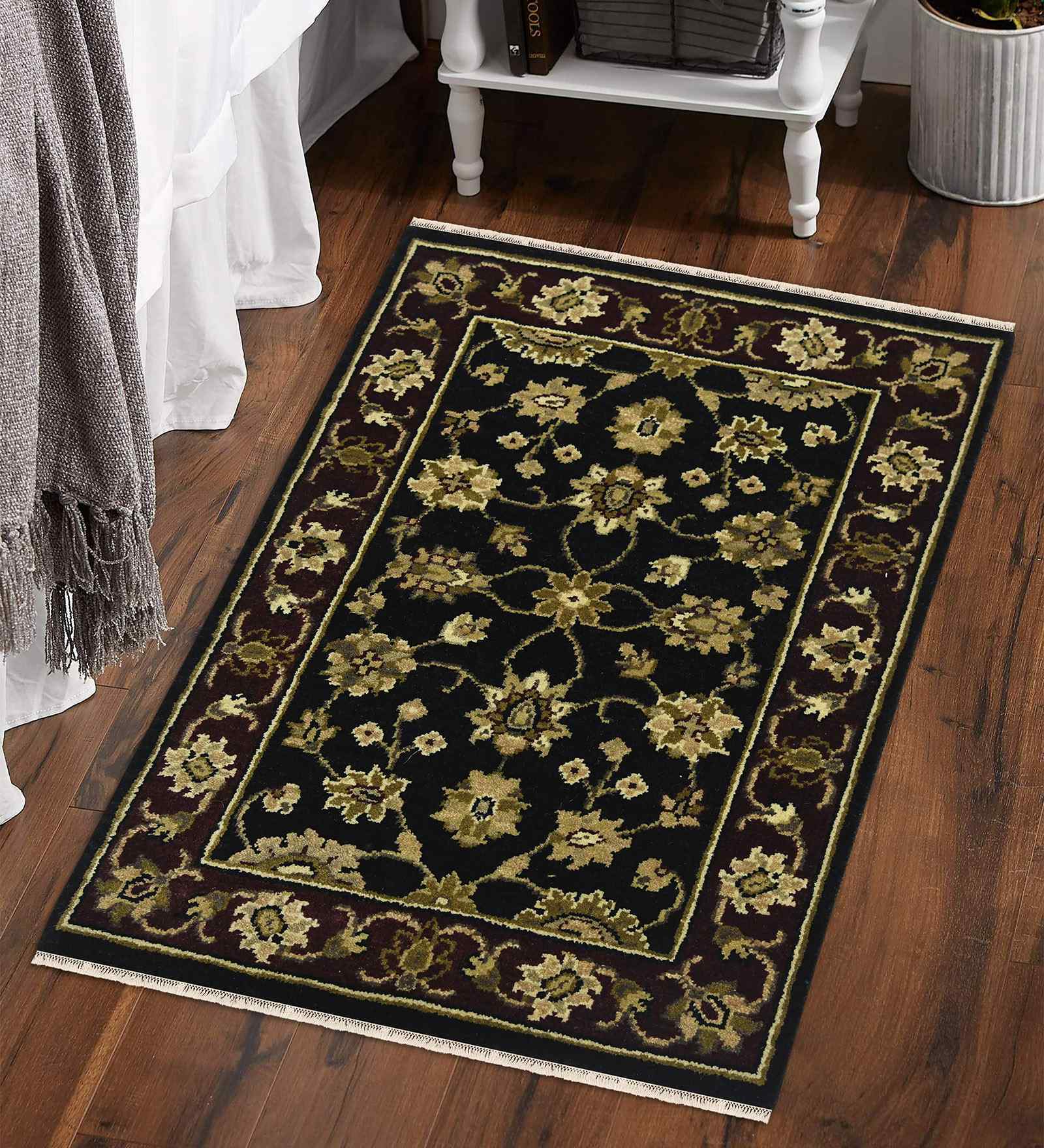 Black Persian Wool 2x3 Feet Handmade  Dhurrie