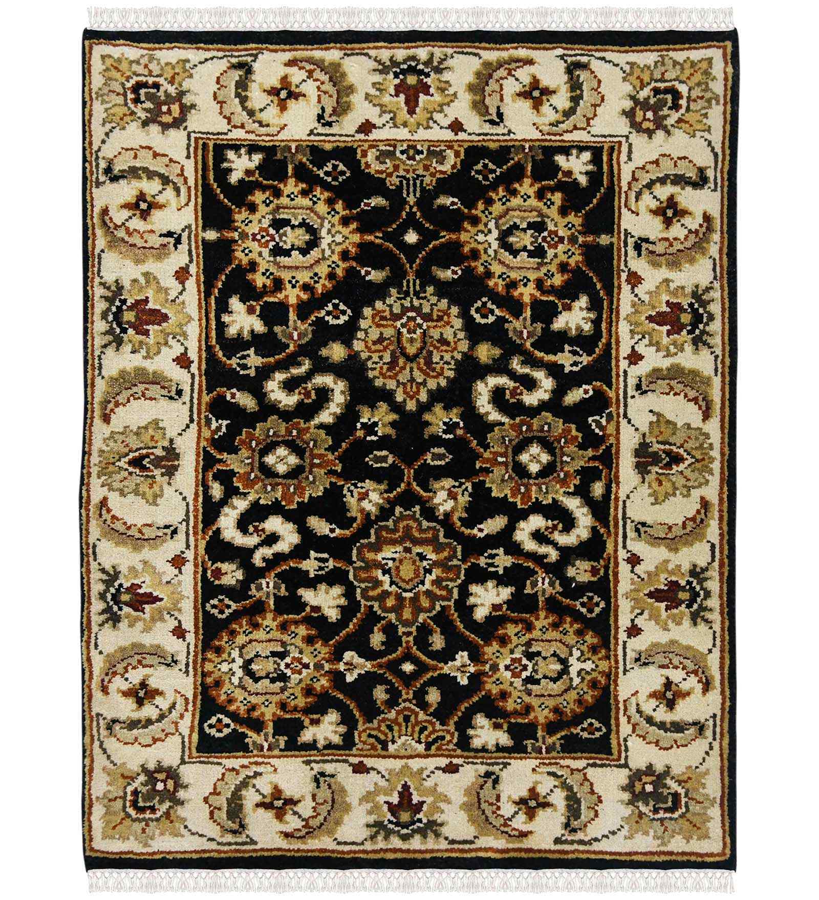 Black Persian Wool 2x3 Feet Handmade  Dhurrie