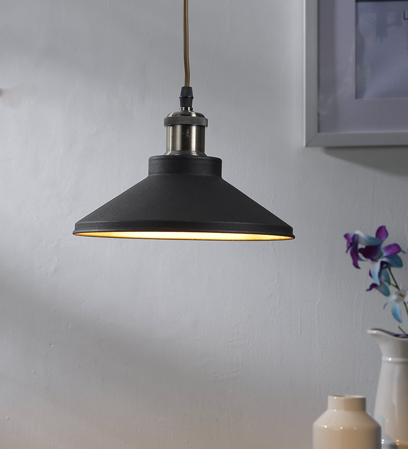 Delica Black Metal Hanging Light