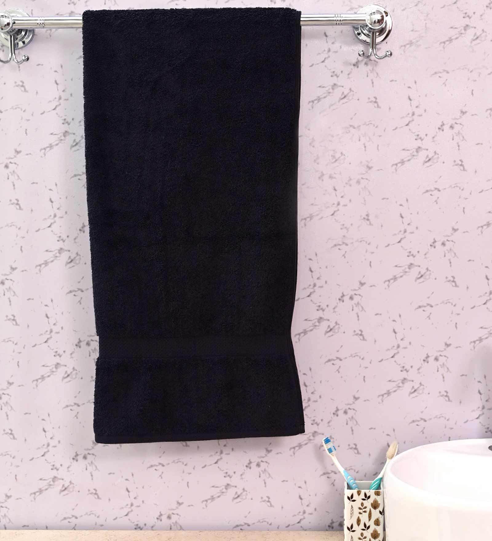 Black Solid 650 GSM Cotton Bath Towel