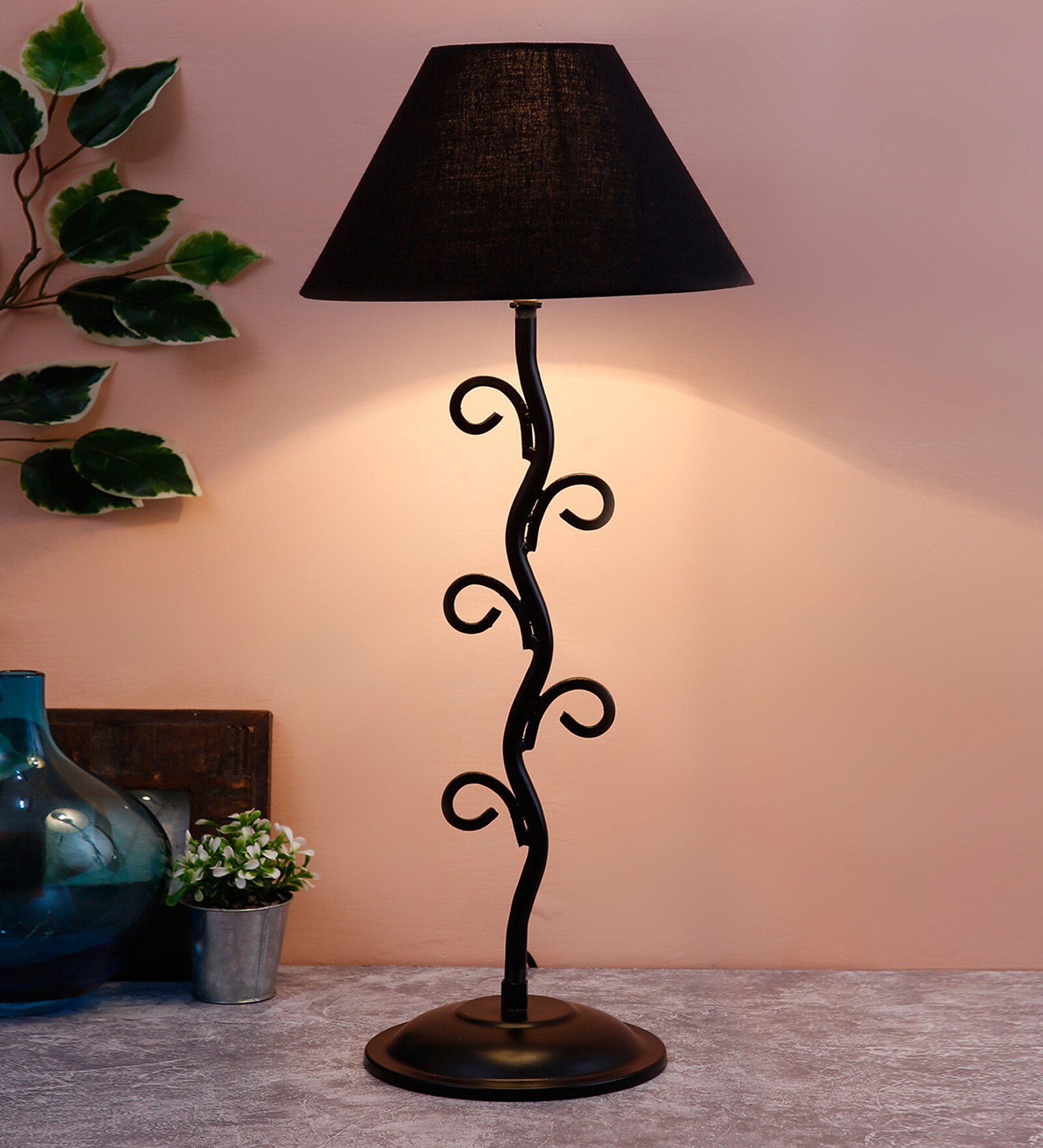 Buy Black Cotton Abstract Table lamp at 20 OFF by New Era Pepperfry