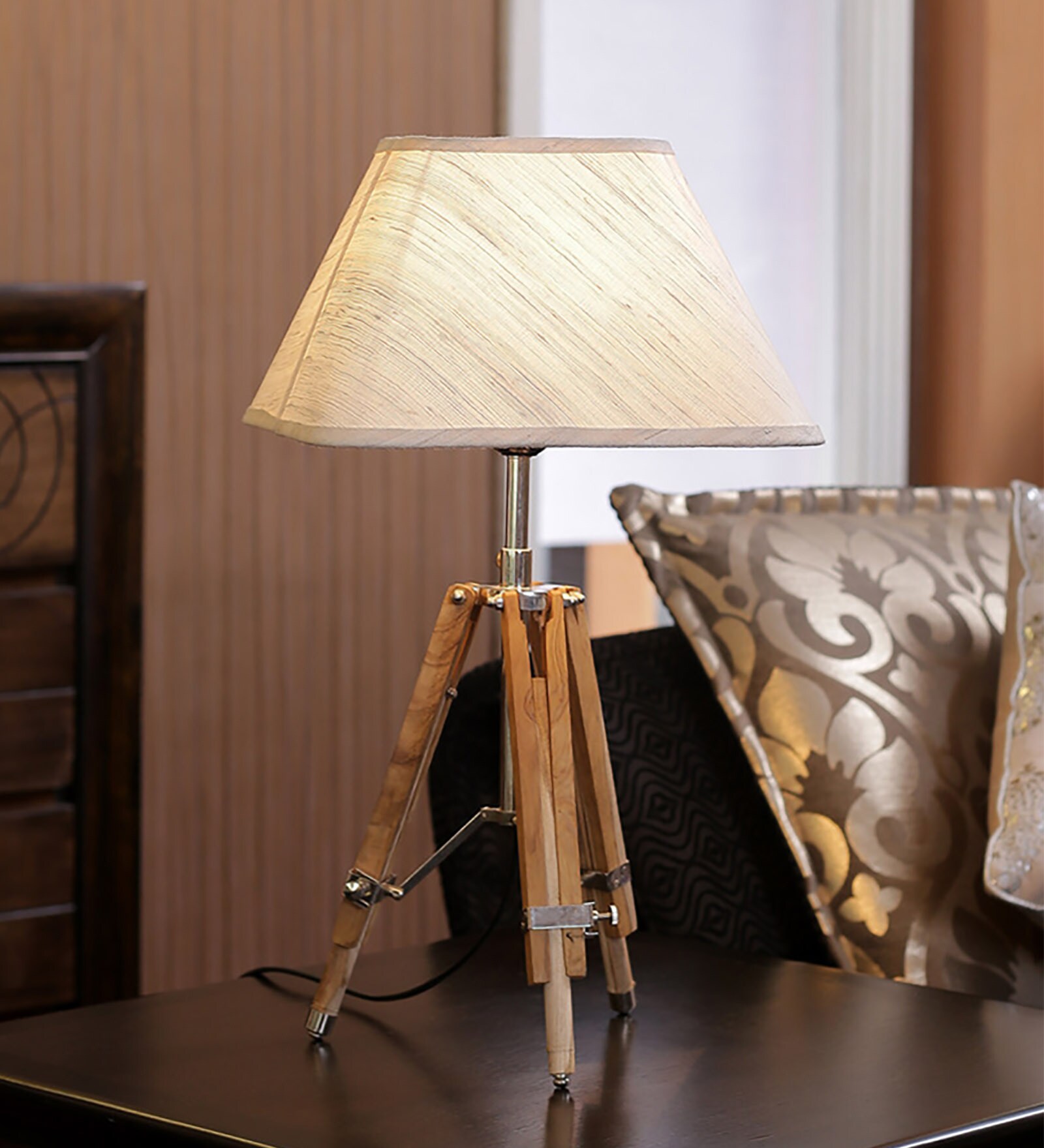 Buy Black Cotton Tripod Lamp at 44% OFF by Kapoor Lampshades | Pepperfry