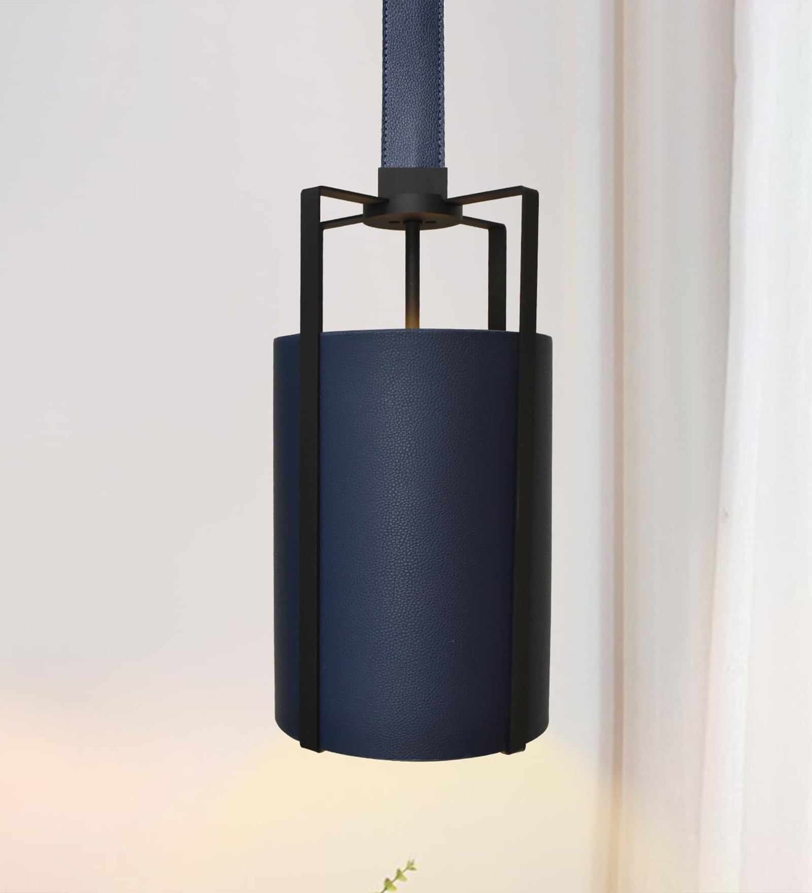 Black Cylindrical LED Pendant Light with 3 Color Modes