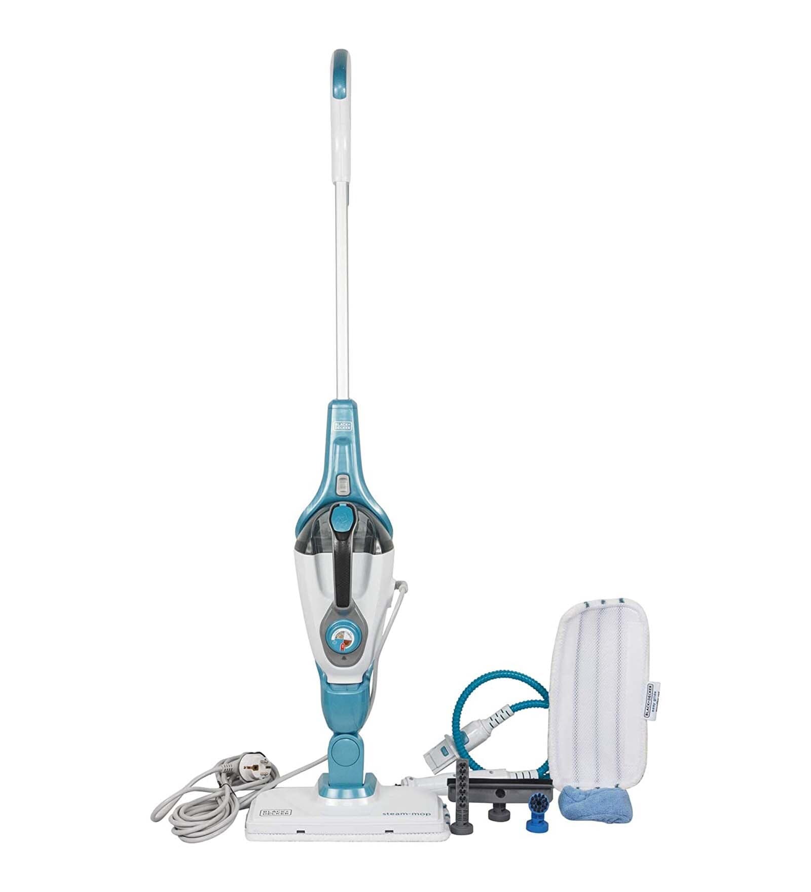 BLACK+DECKER FSMH1321-QS 1600-Watt 7-in-1 Steam-Mop with Autoselect Technology and 99.9% Germ Protection (White and Blue)