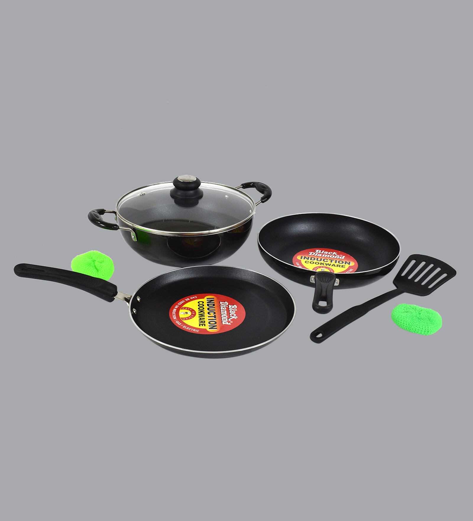 Non Stick & Induction Based Cookware Combo With Lid