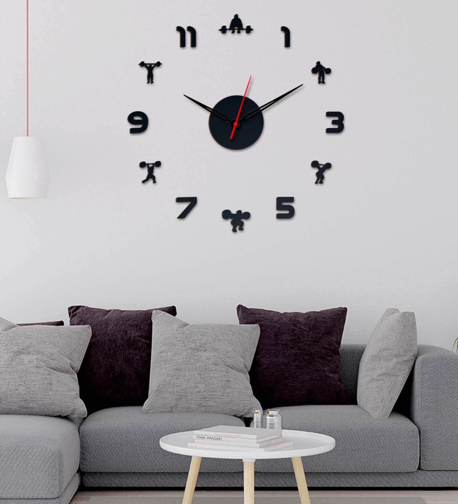 Black Engineered Wood Analog Wall Clock