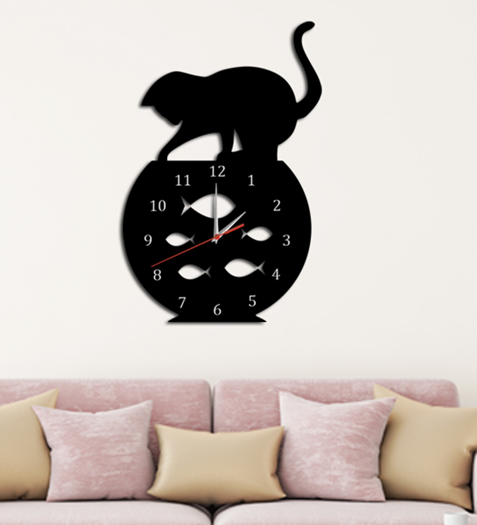 Buy Black Engineered Wood Analog Wall Clock by DecoreMantra Online