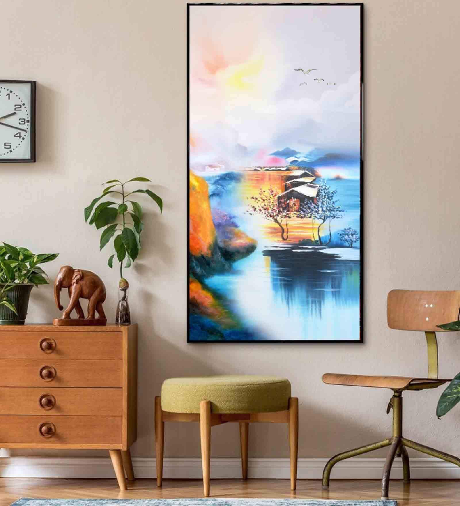 Multicolour Engineered Wood Art Print