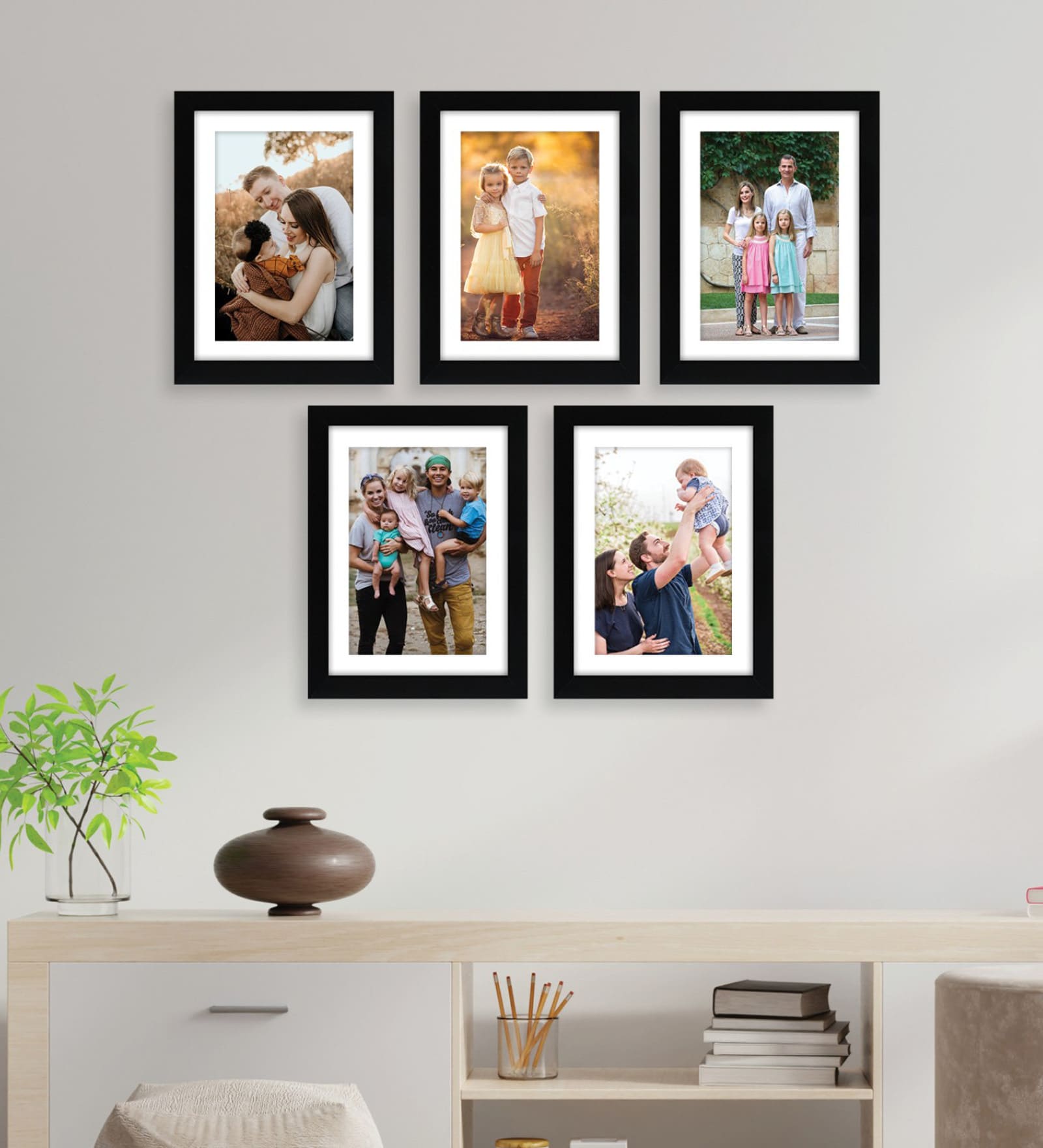 Buy Black Engineered Wood Set Of 5 Collage Photo Frames at 40% OFF by ...