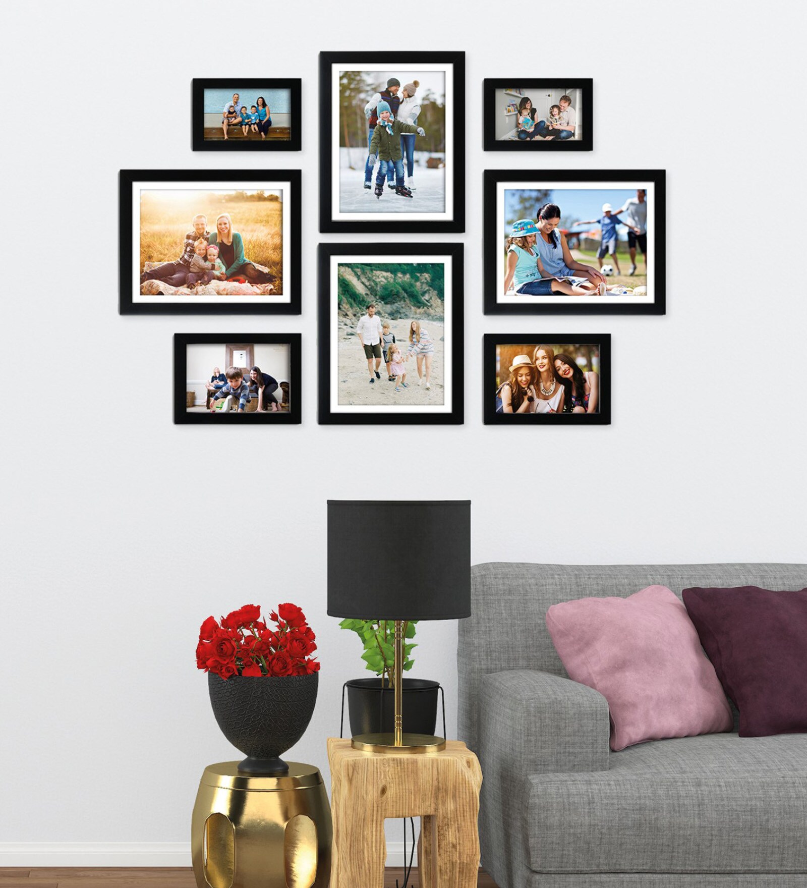 Buy Black Engineered Wood Collage Photo Frames, Set of 8 by Random at 2