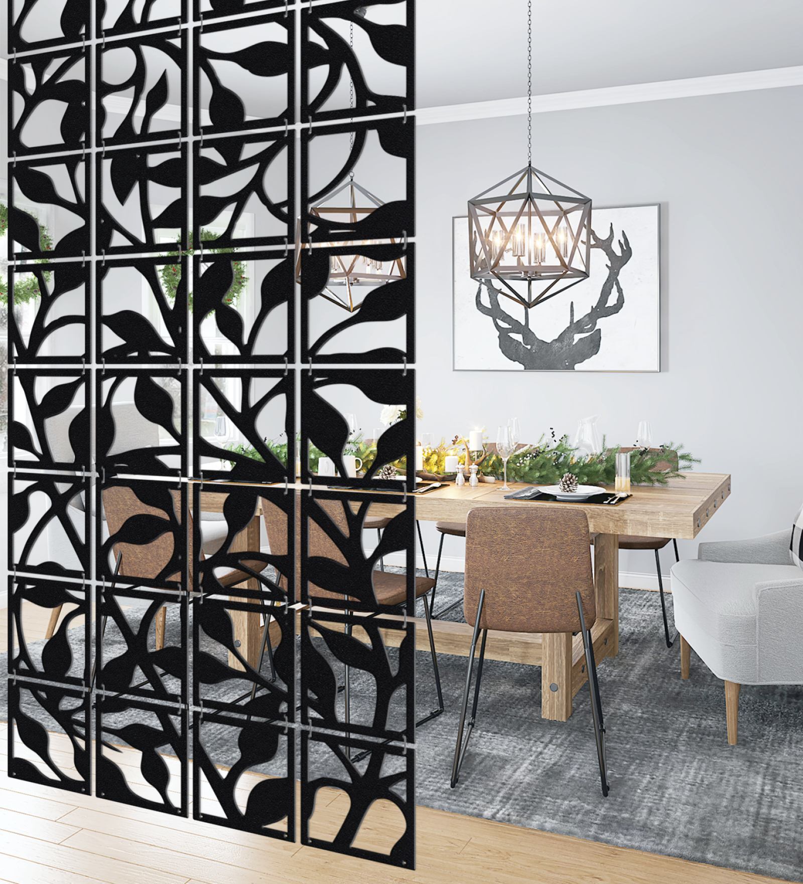 Black Engineered Wood Divider Panel
