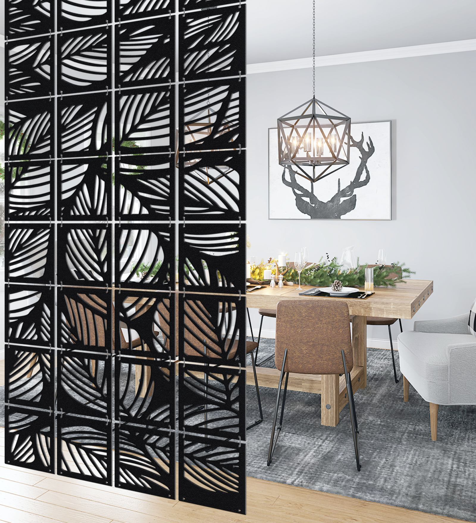 Black Engineered Wood Divider Panel